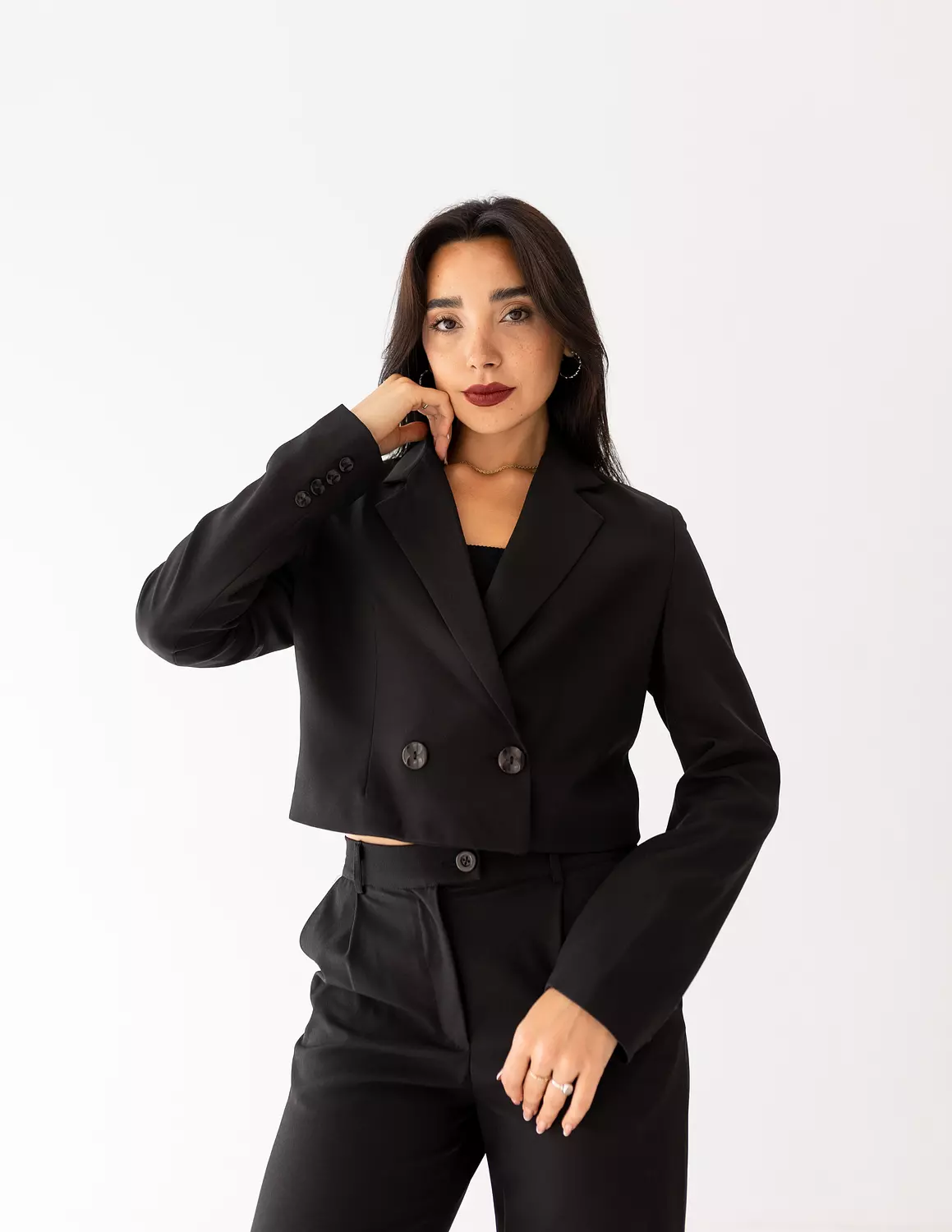 Black Icon Cropped Blazer  3