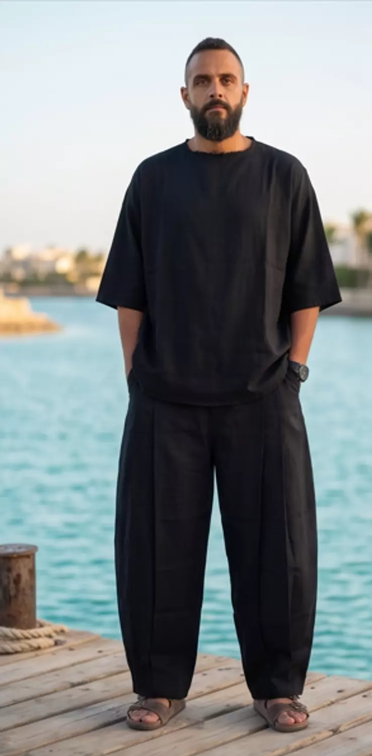 flowy wide leg ritual linen pants - Black hover image