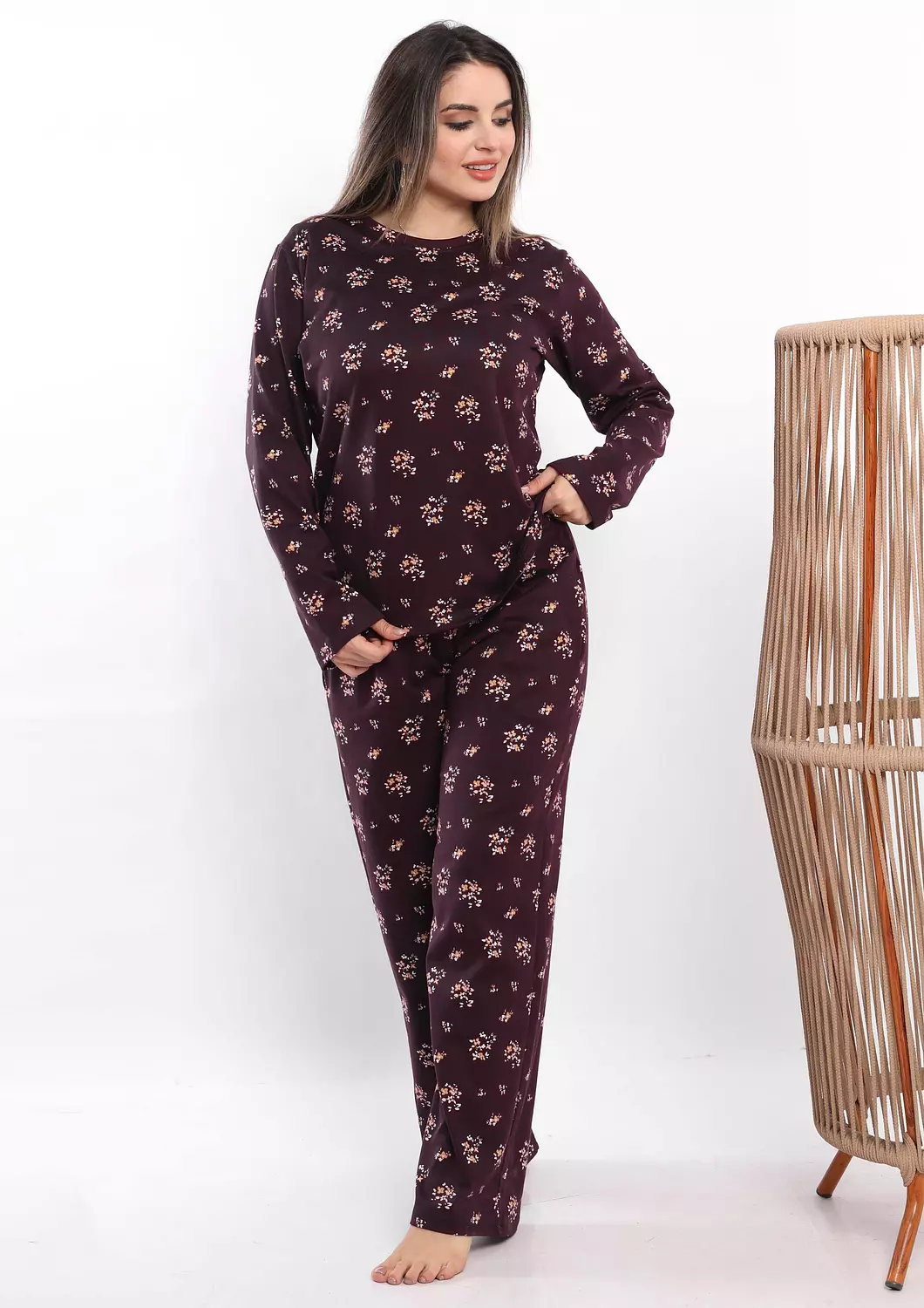 C326 Midnight Blossom Long Sleeves Pajama Set  3