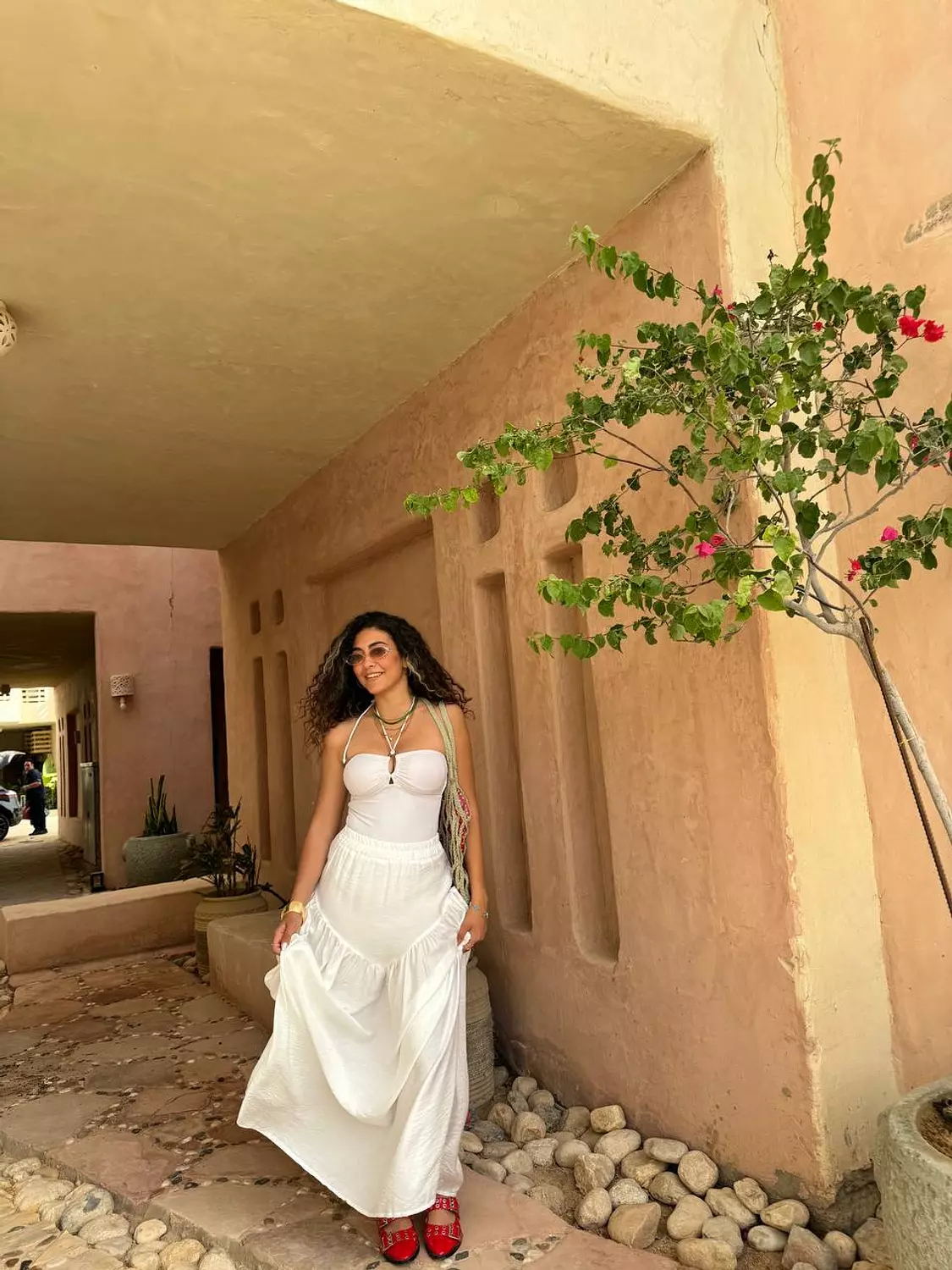 Puffy linen skirt hover image