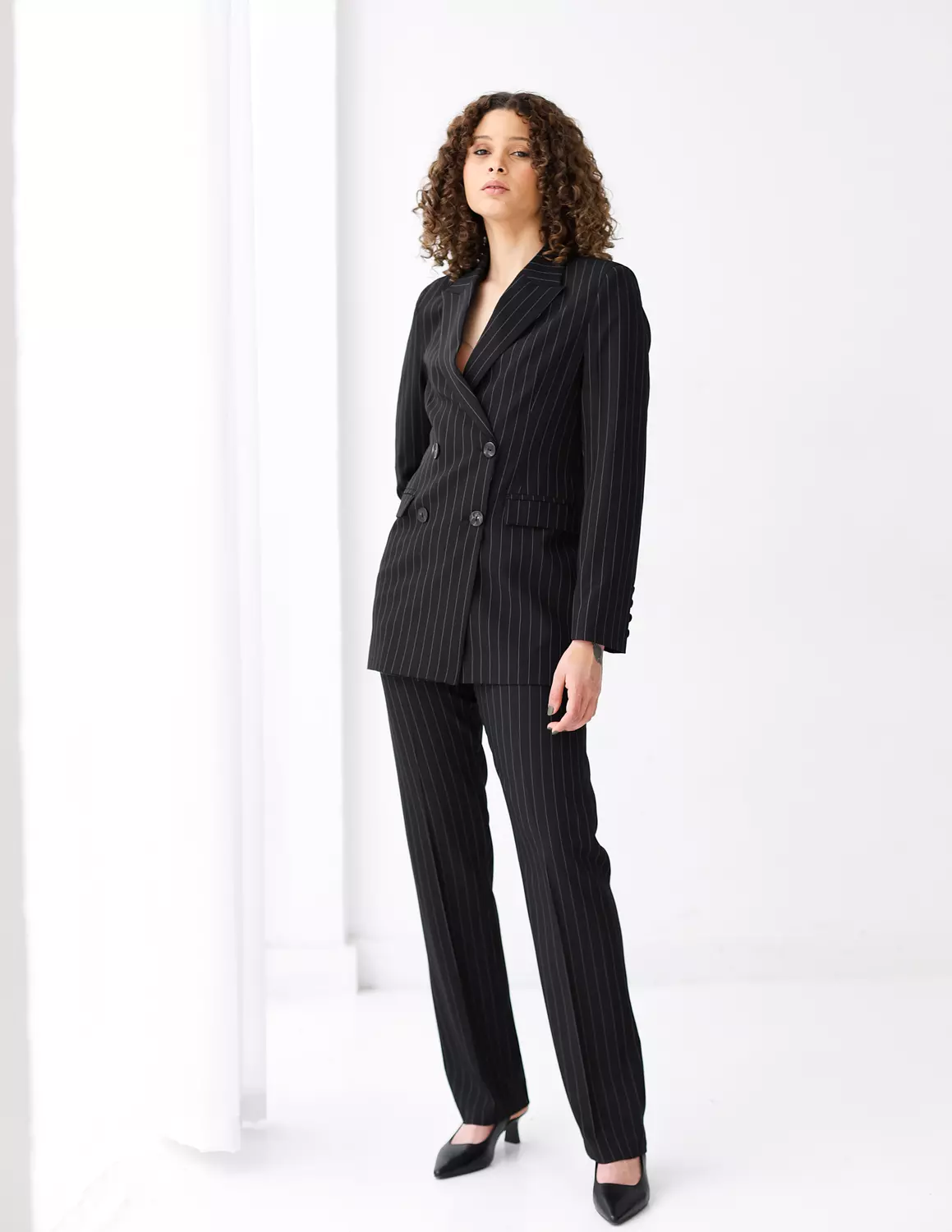 Striped Black straight pants  2
