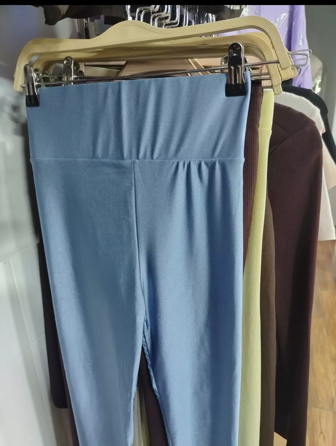 Sky blue metallic leggings  2