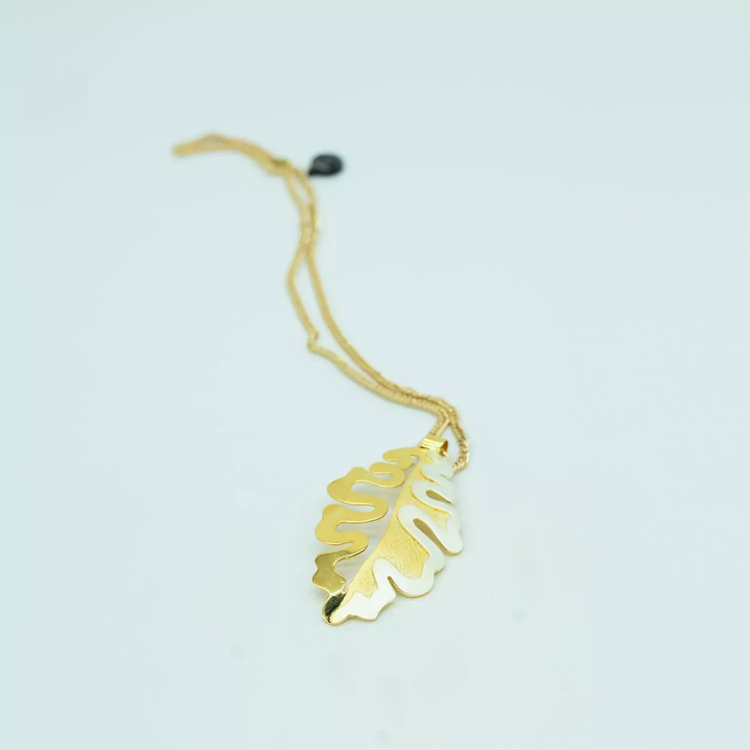 Two-layer brass chain plated with matte and shiny gold, silver and platinum - 60 cm - Mulberry leaf 4