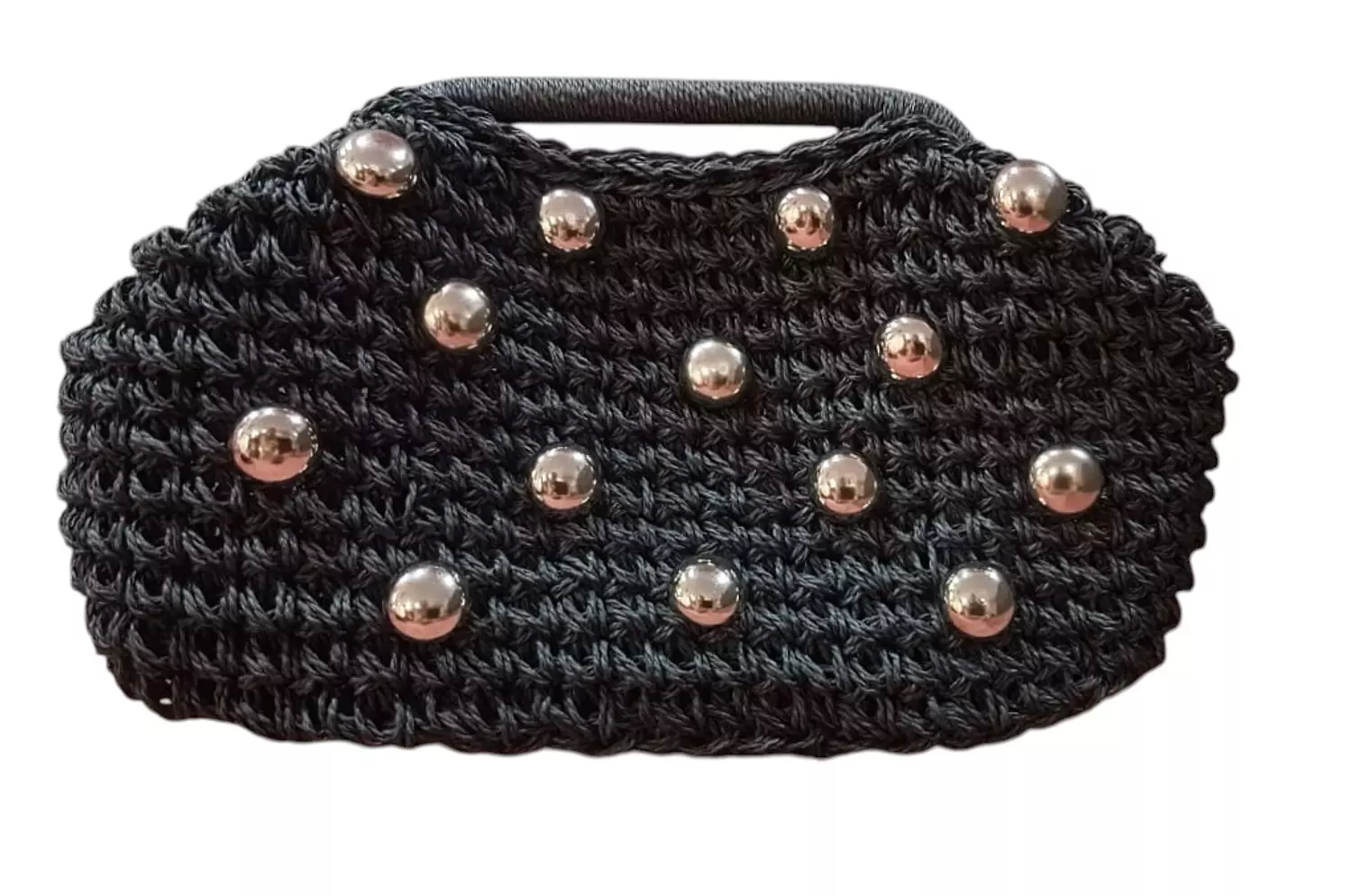 Studs Raffia Frame Clutch image