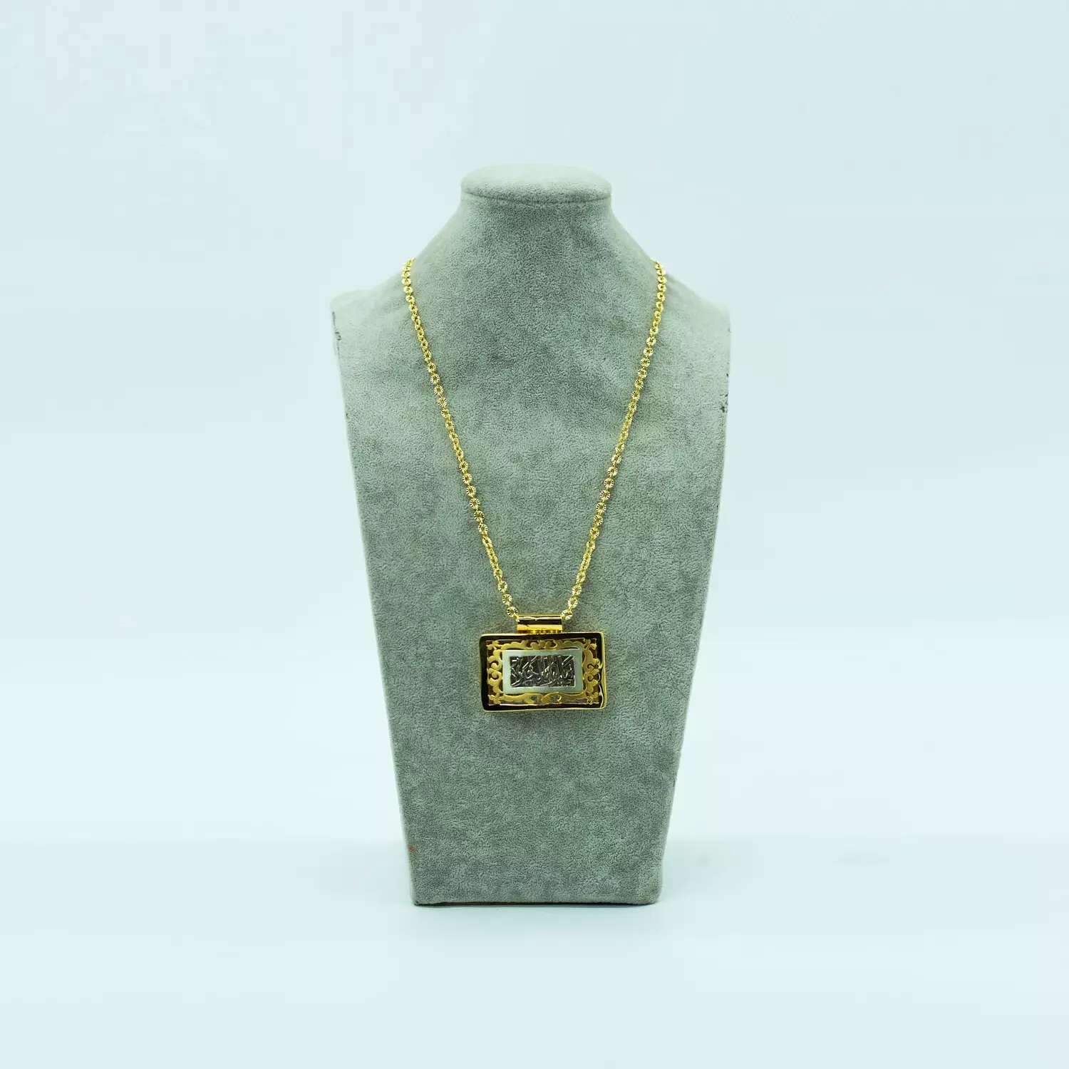 Two-layer copper sculpture, curved, gold, silver and platinum plated - 60 cm - Islamic 6