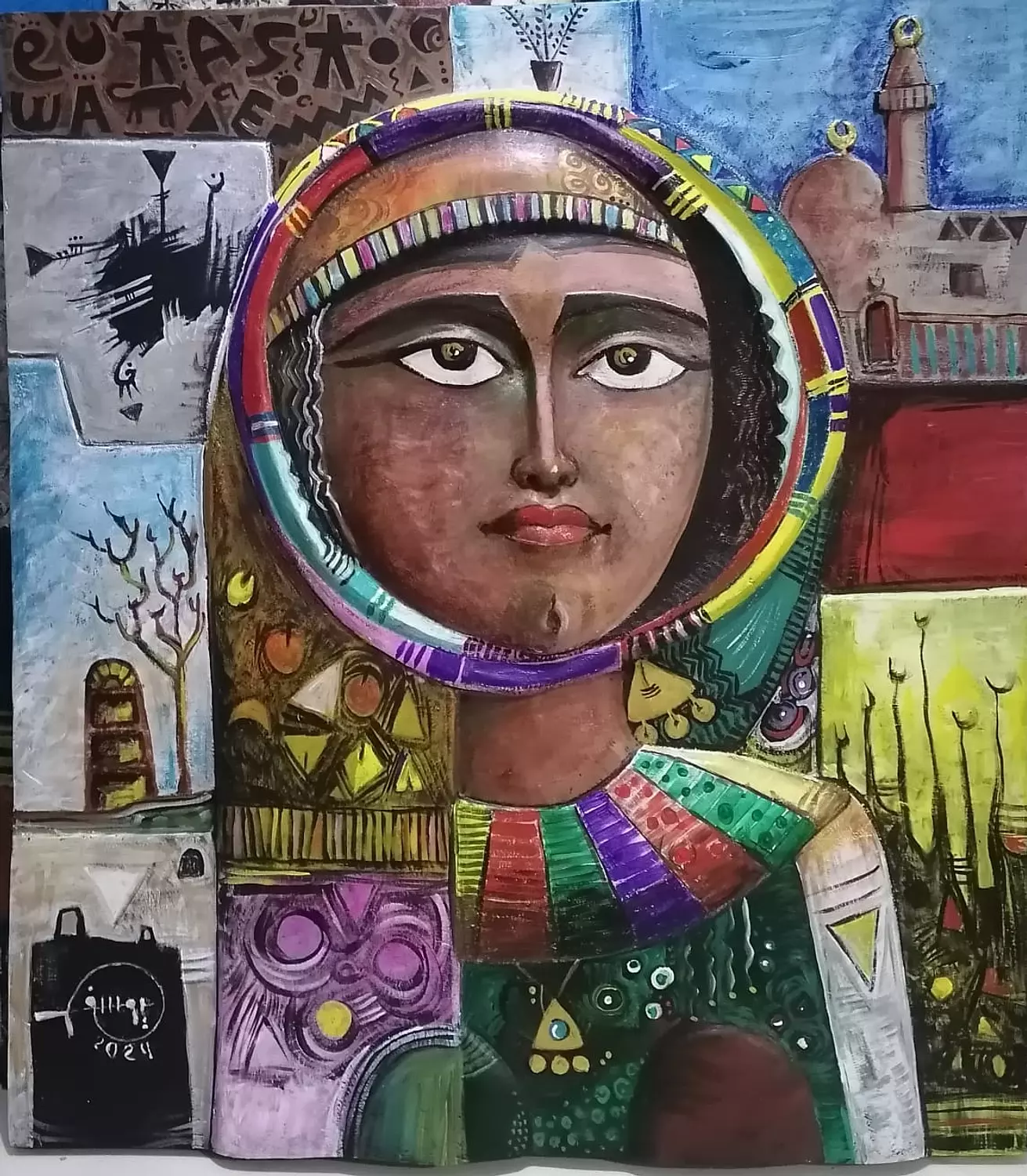 Yousef Mahmoud- 0002344 -Acrylic on fiberglass, size 90 x 60 cm image