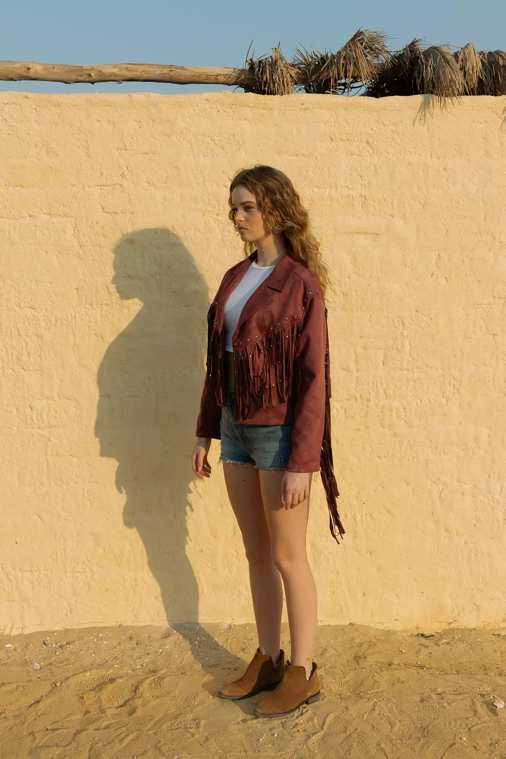 Fringe Suede Jacket - Burgundy 2