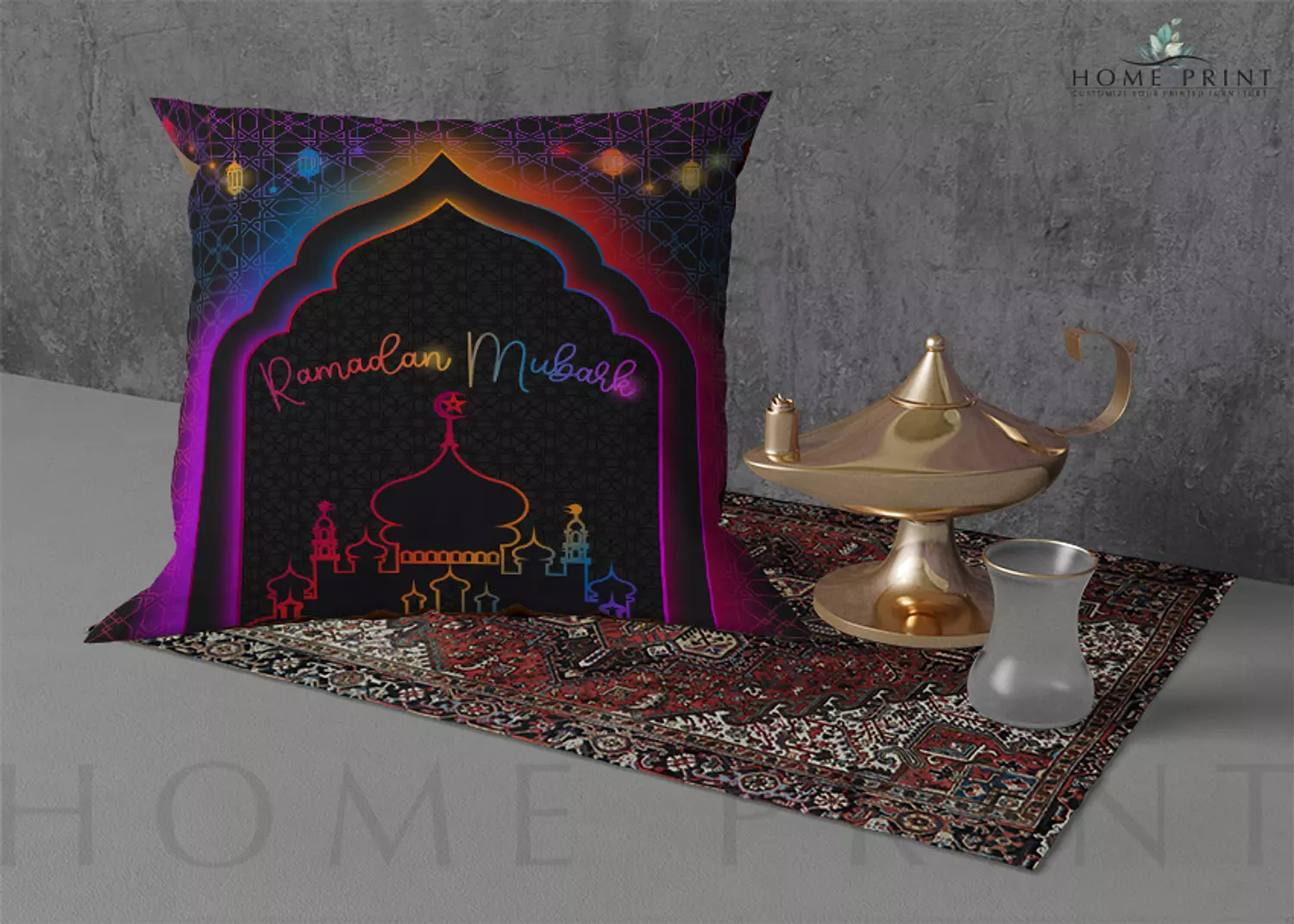 Ramadan Cushion - Islamic Mosques Shape - Multi Color image