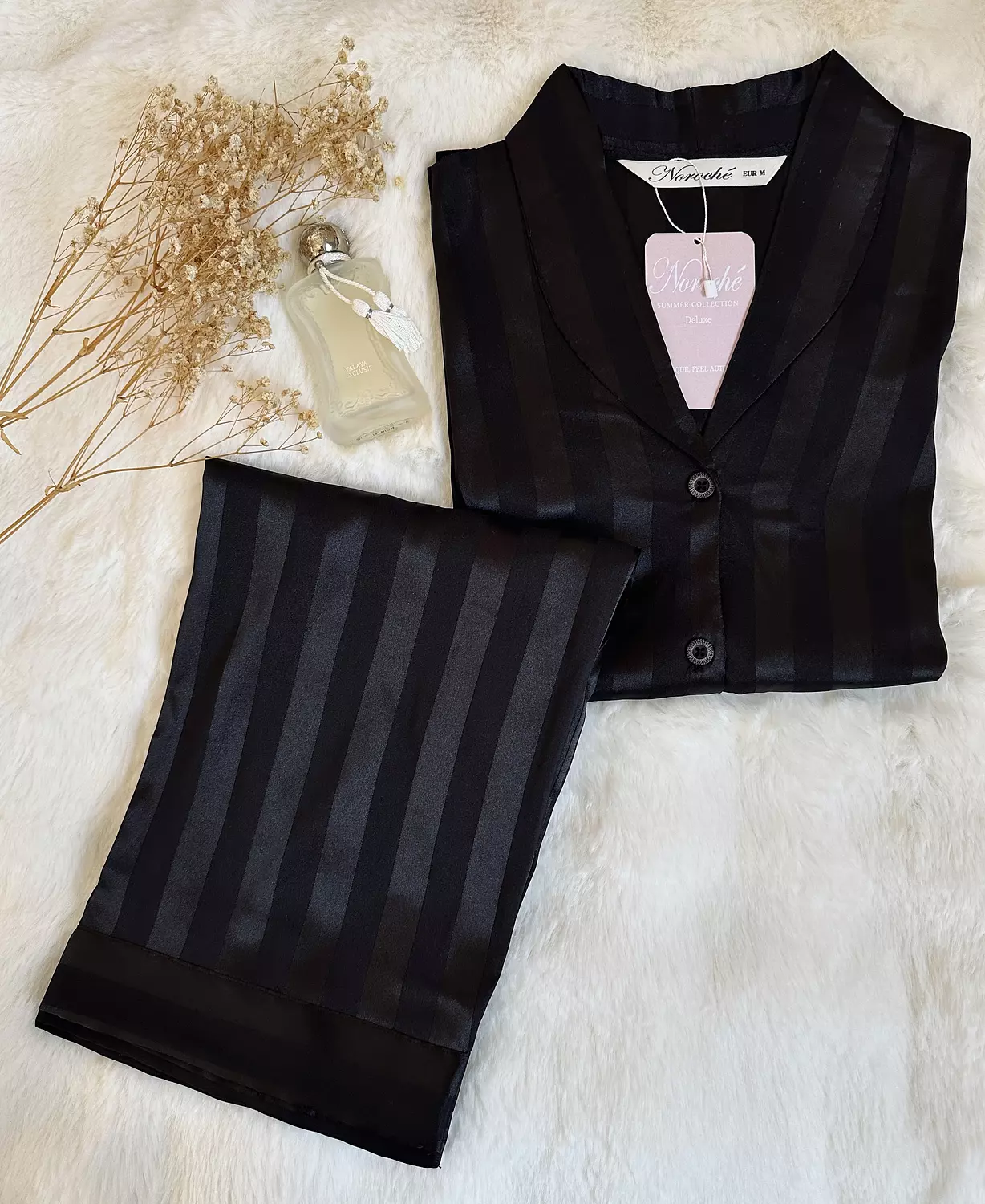 Black striped jacquard pjs 1