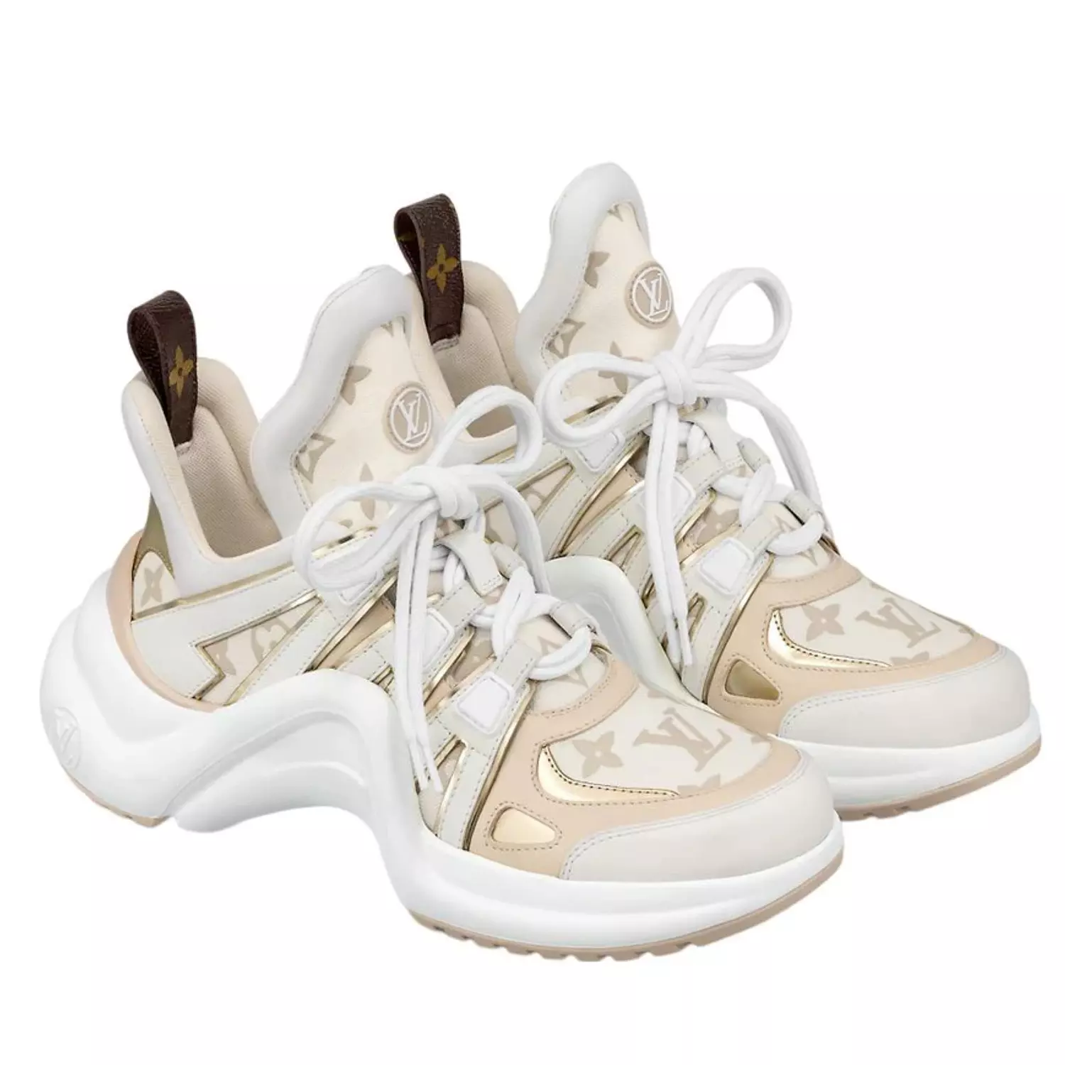 LOUIS VUITTON(WMNS) LOUIS VUITTON LV Archlight Sneakers 'Beige Monogram Gold' image