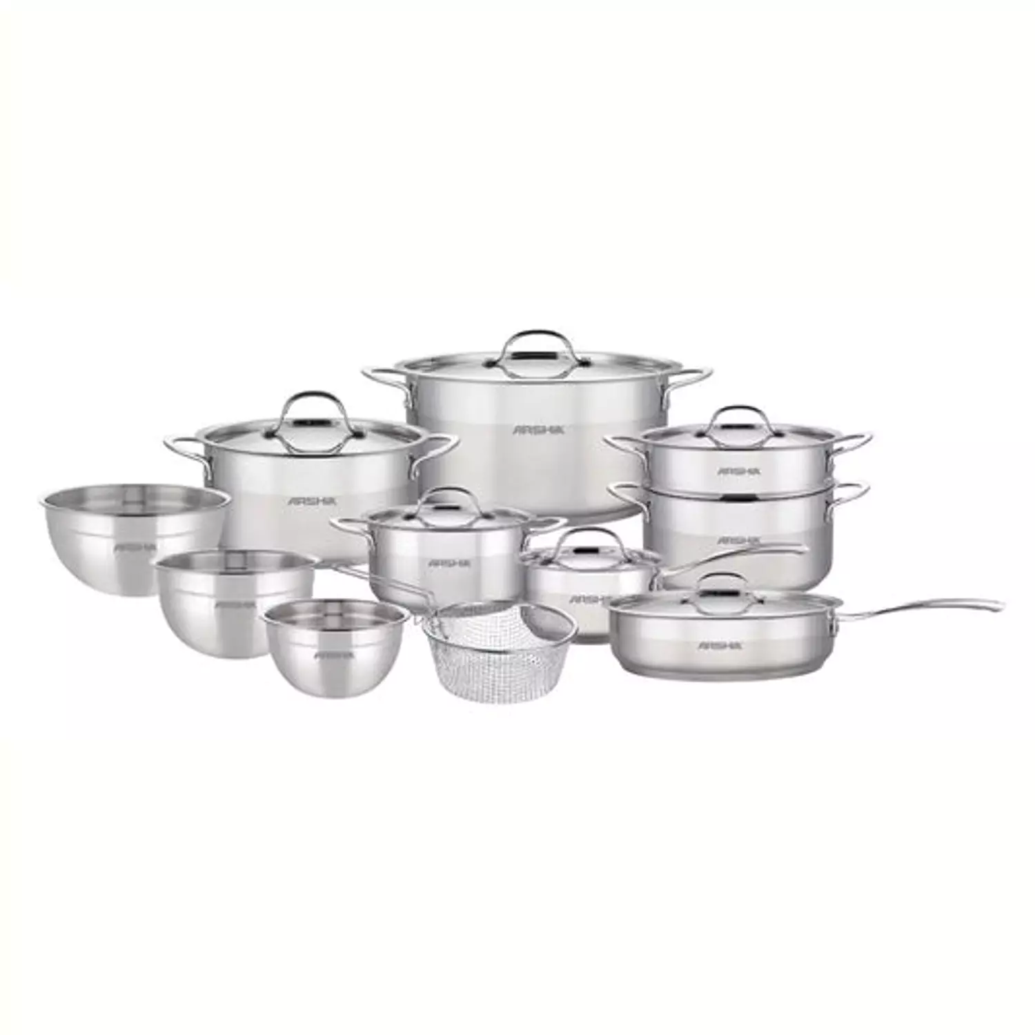 Arshia stainless steel cookware set, 21 pieces image