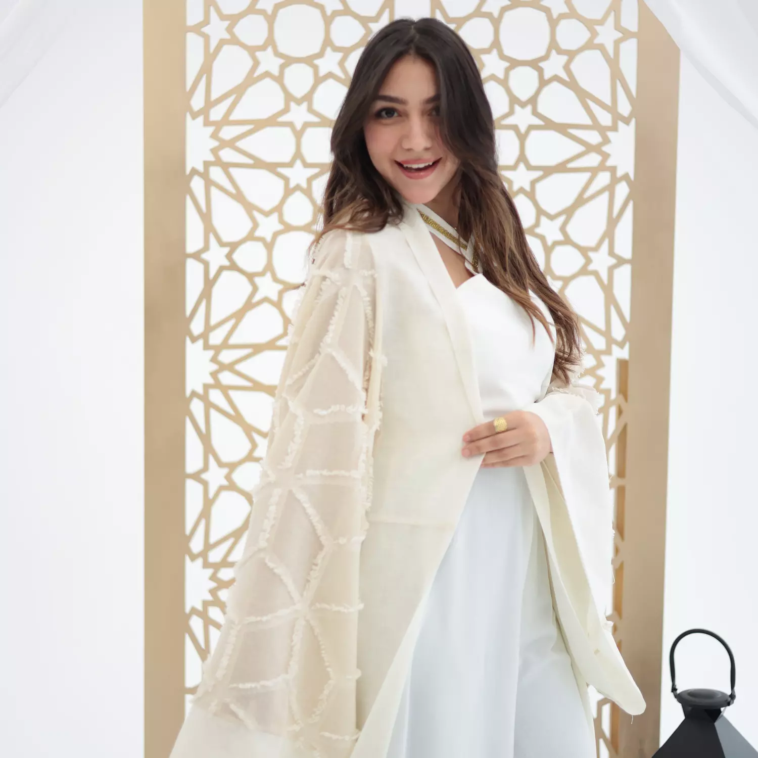 White and Beige Kaftan 8