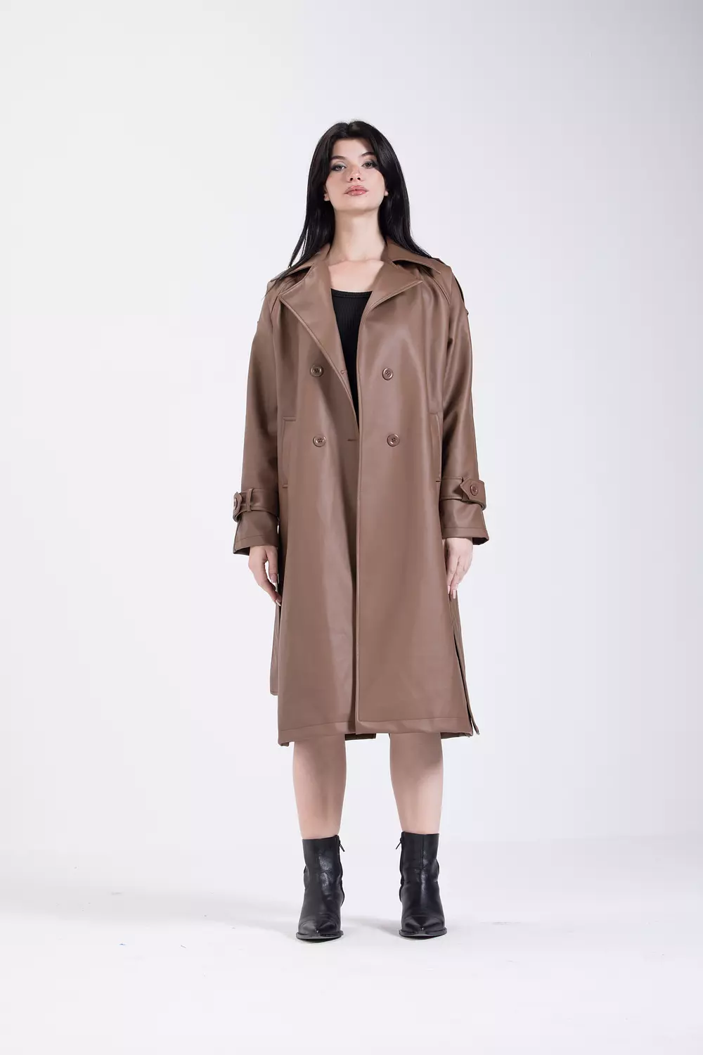 Mocha Leather Coat image