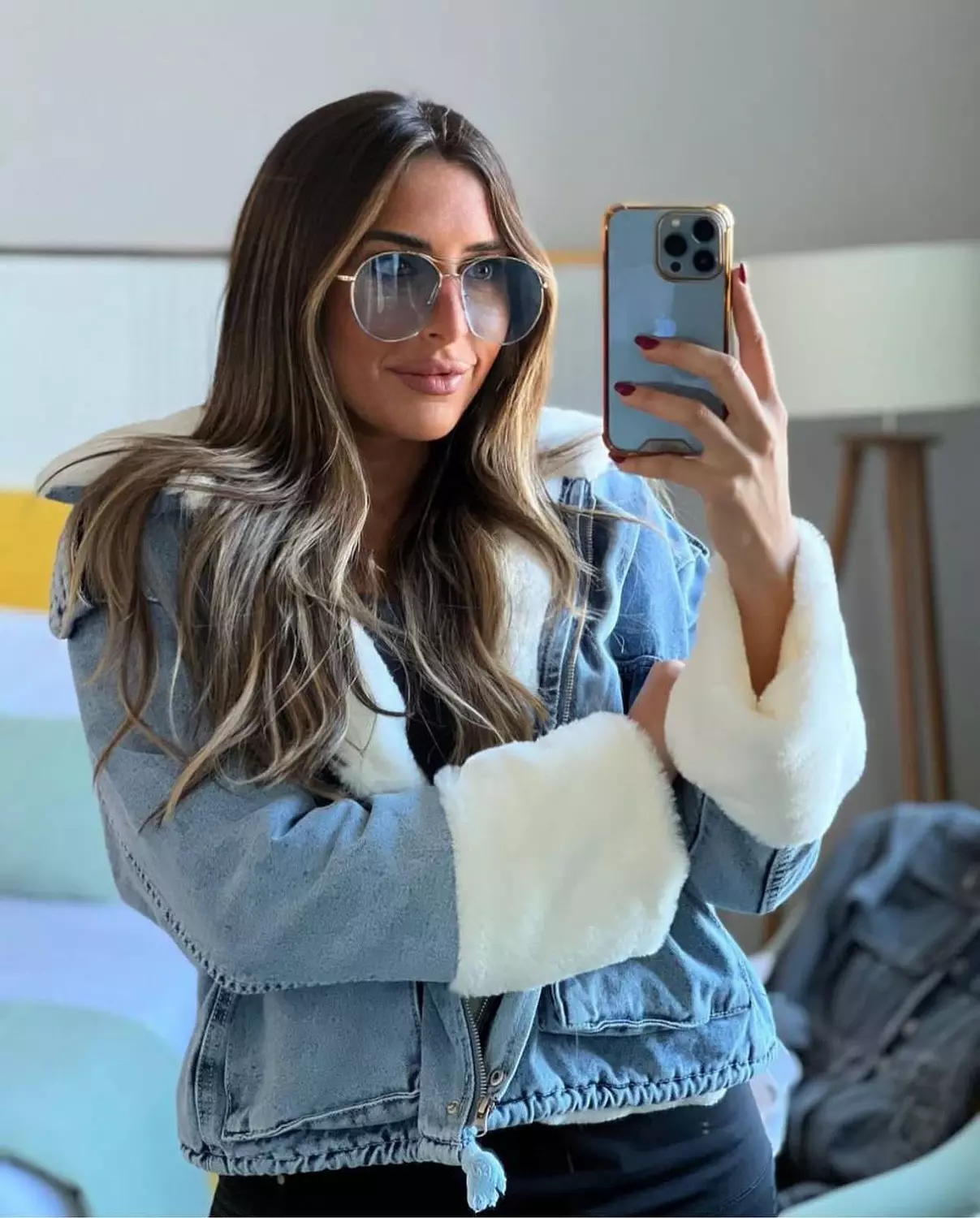 Fur-lined denim jacket image