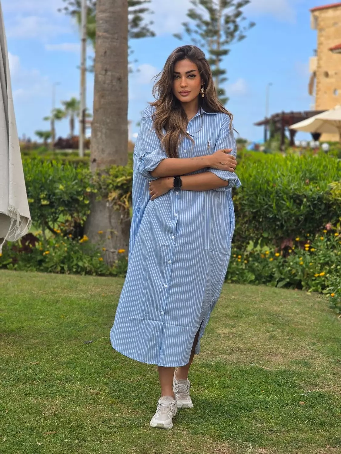 Baby blue stripped Polo chemise dress image