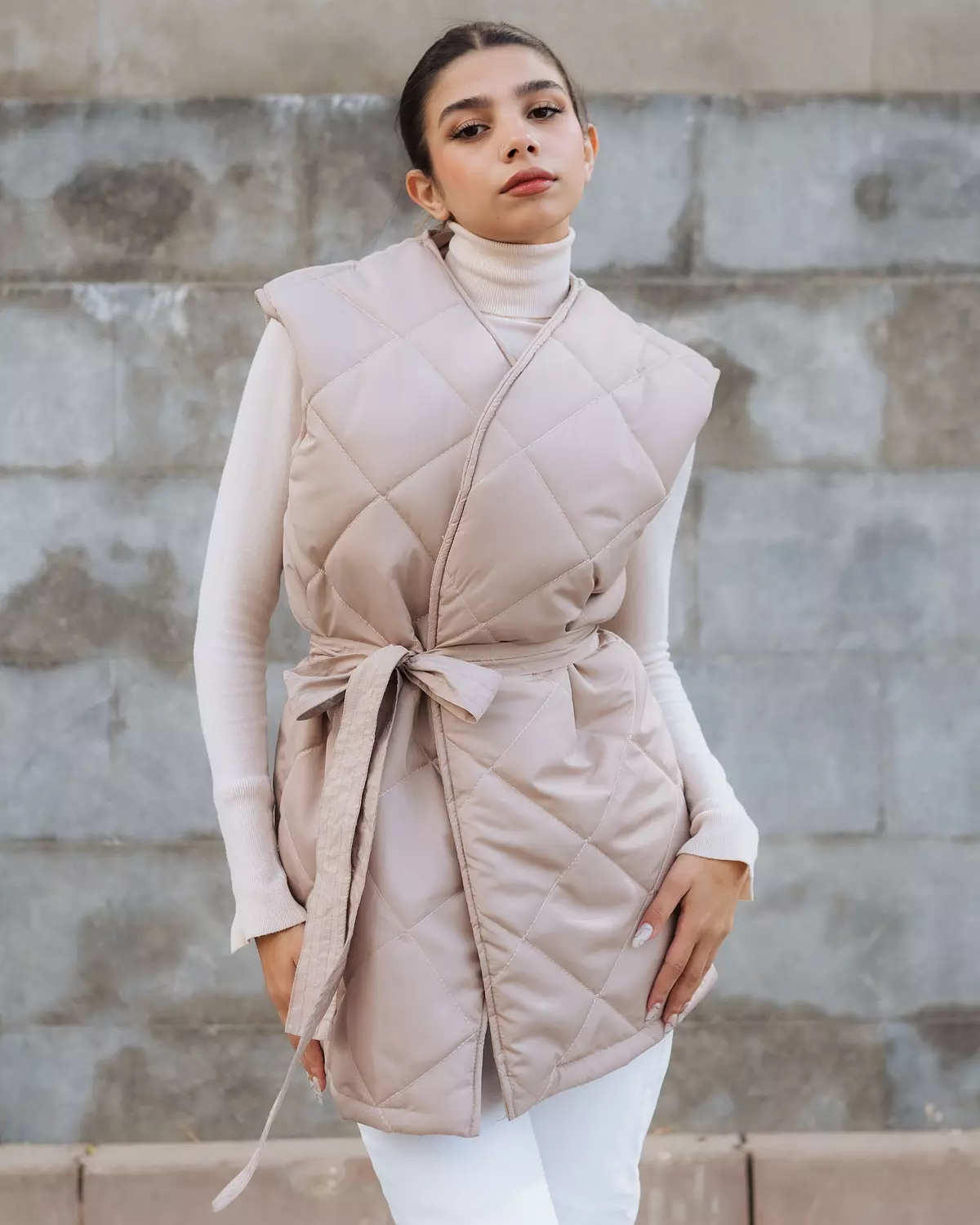 Beige Puffer vest  1