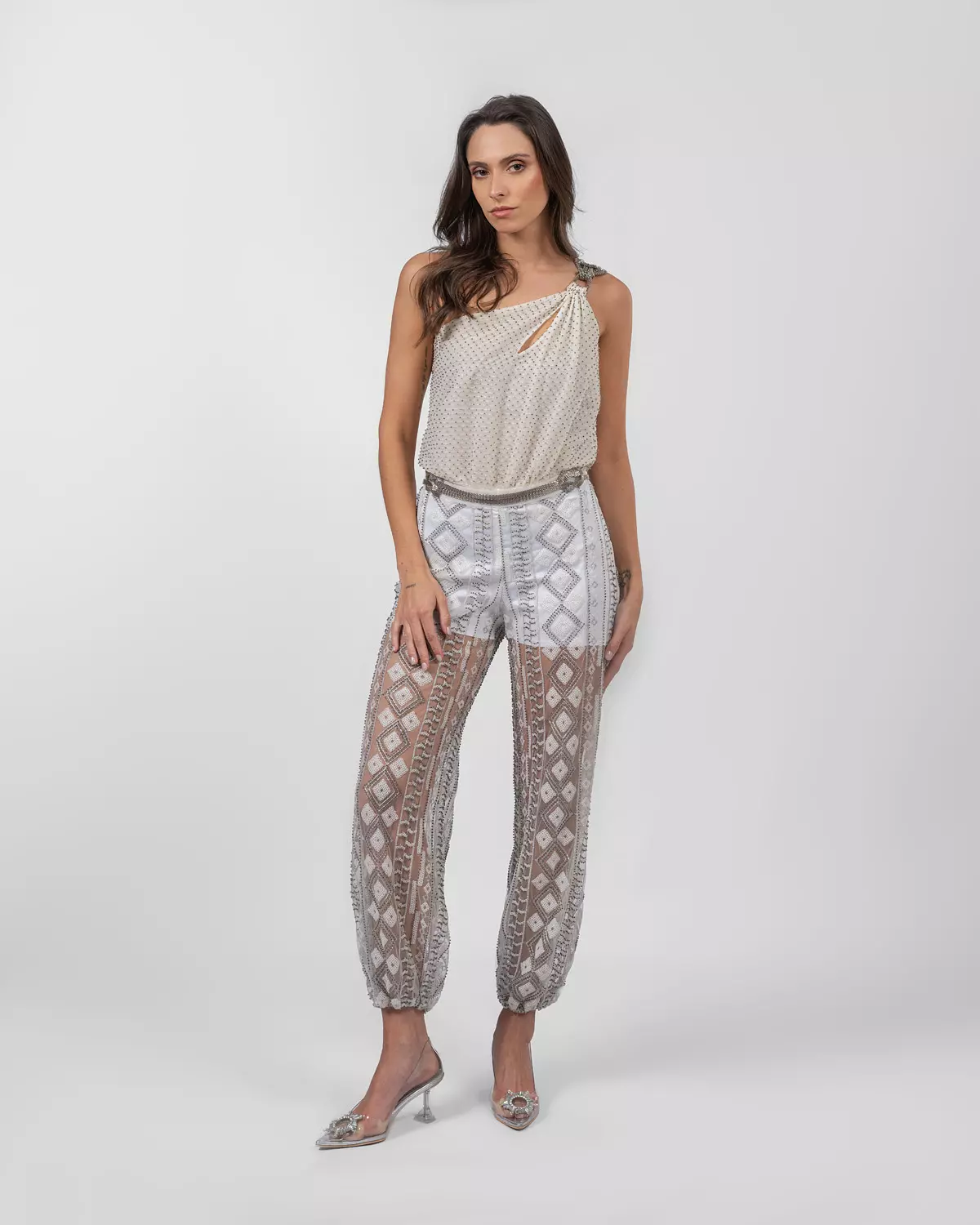 White Beaded Set  image