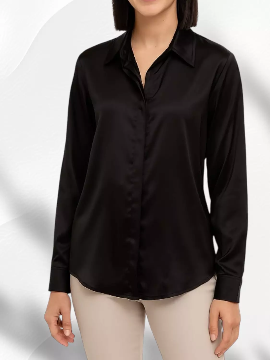 Fashion Satin Shirt- Black 1