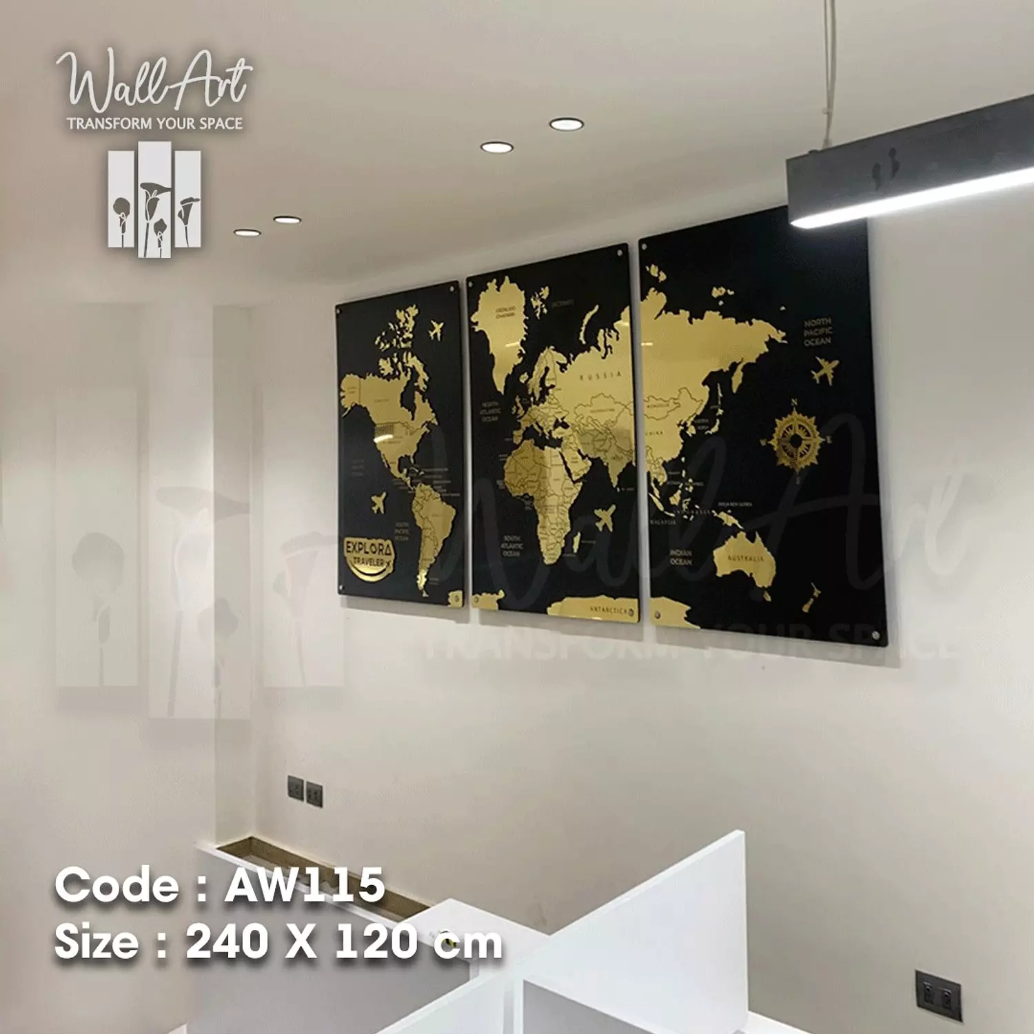 AW115-Engraved World Map   19