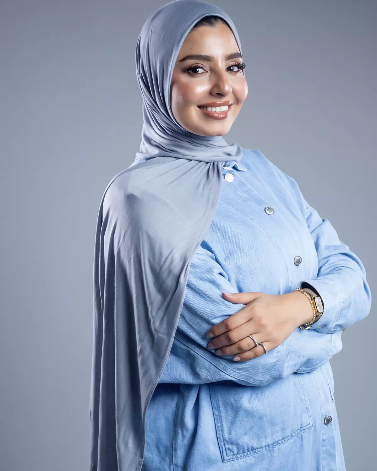 Jamila 2 in 1 light gray cotton scarf hover image