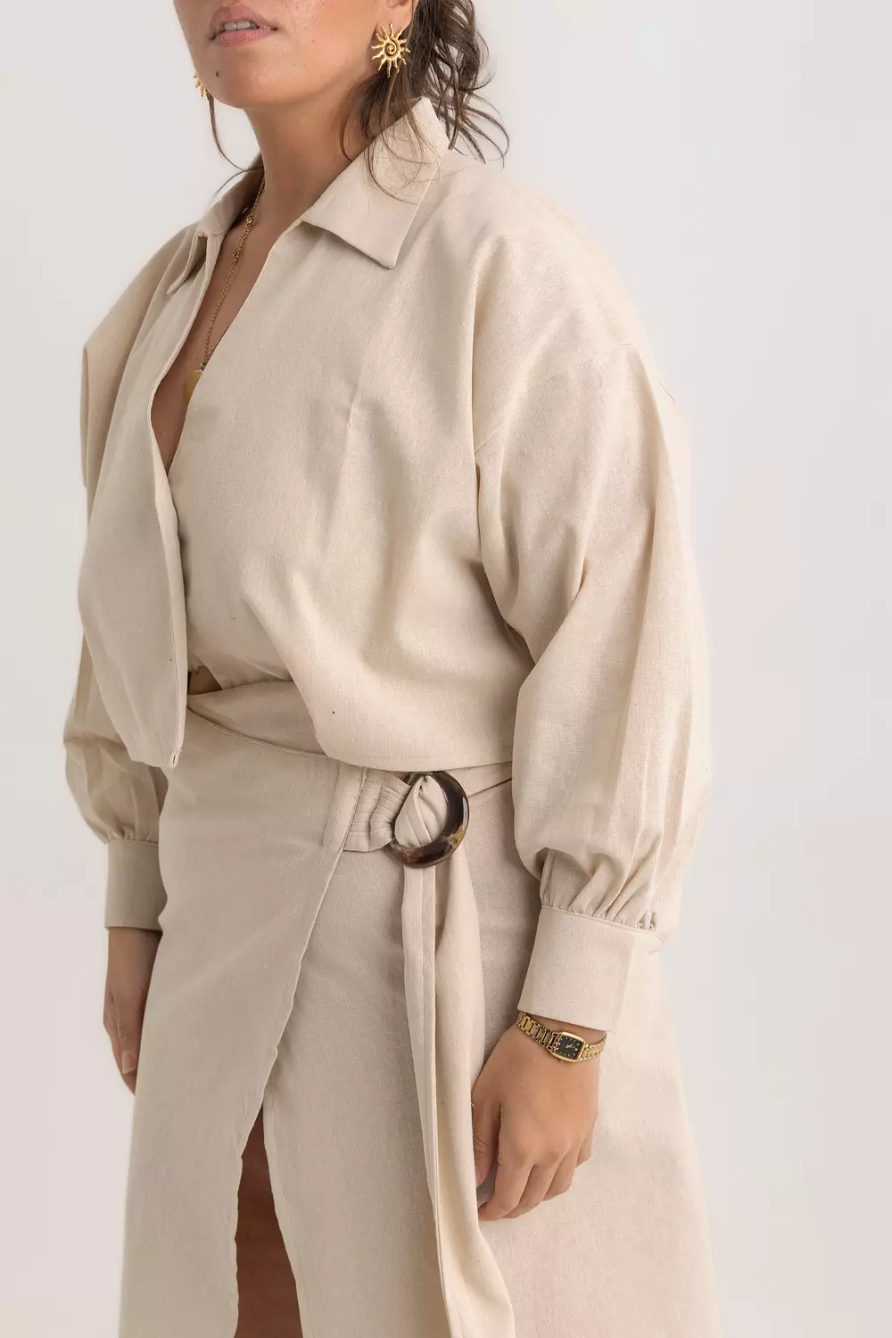 The Rita Wrapped Skirt Beige 5