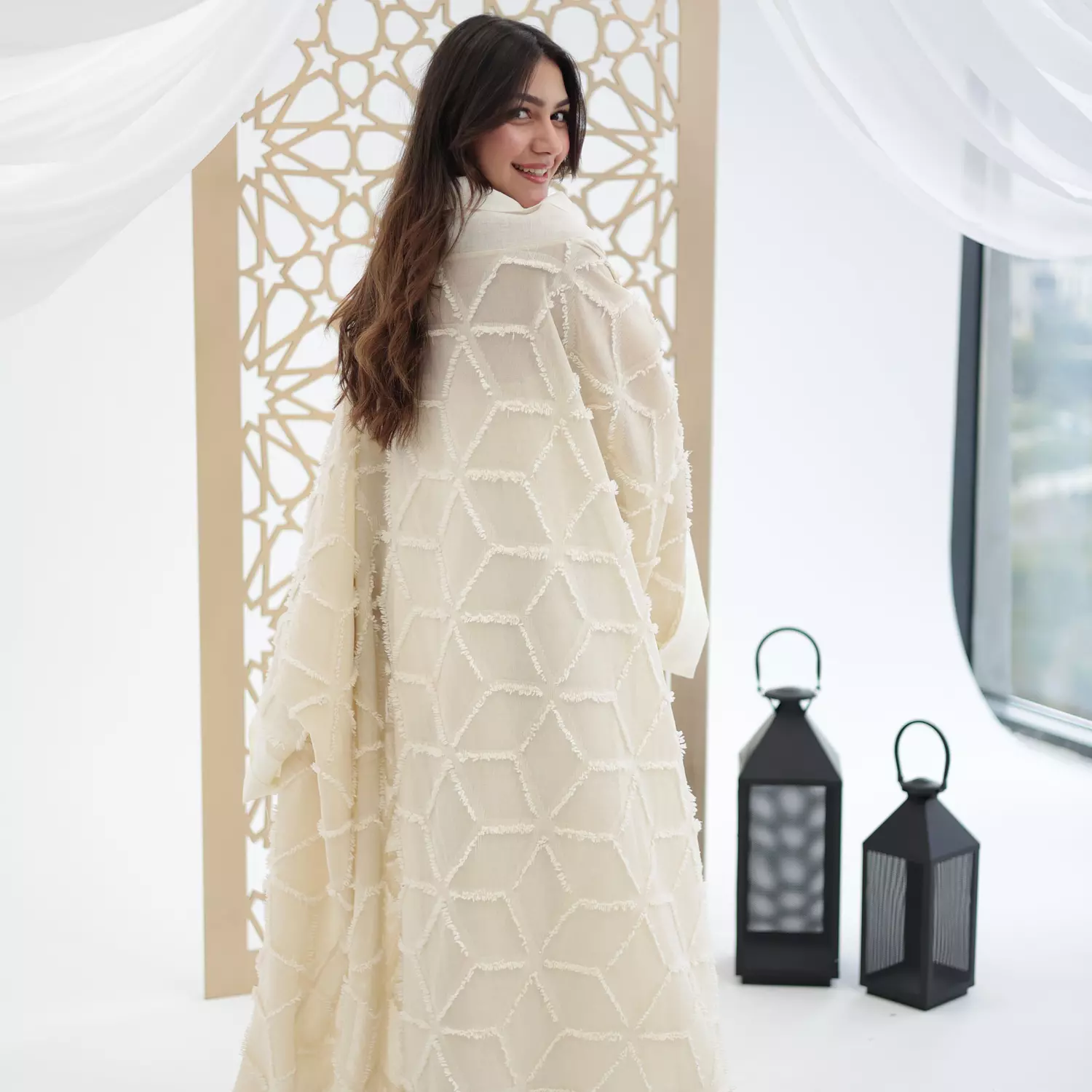White and Beige Kaftan 5