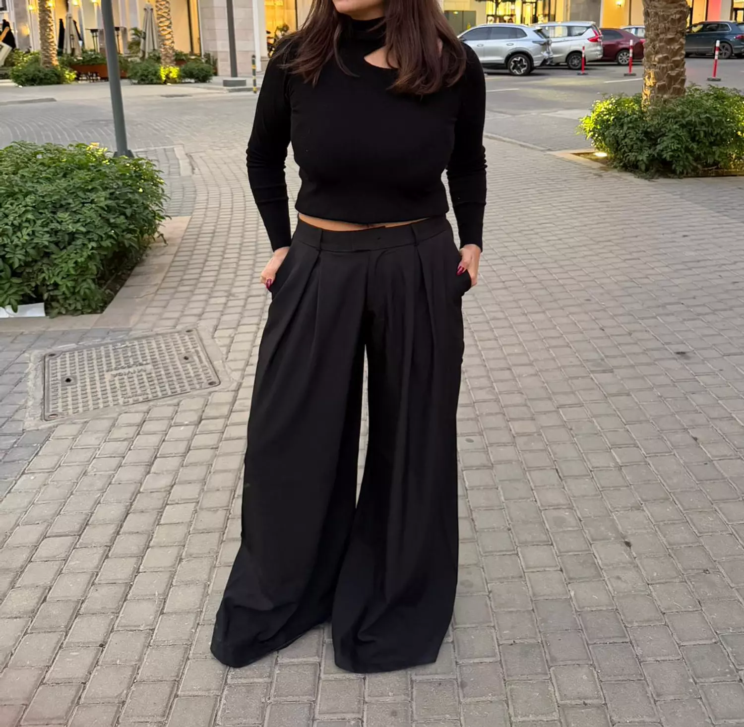 Black twisted pants hover image