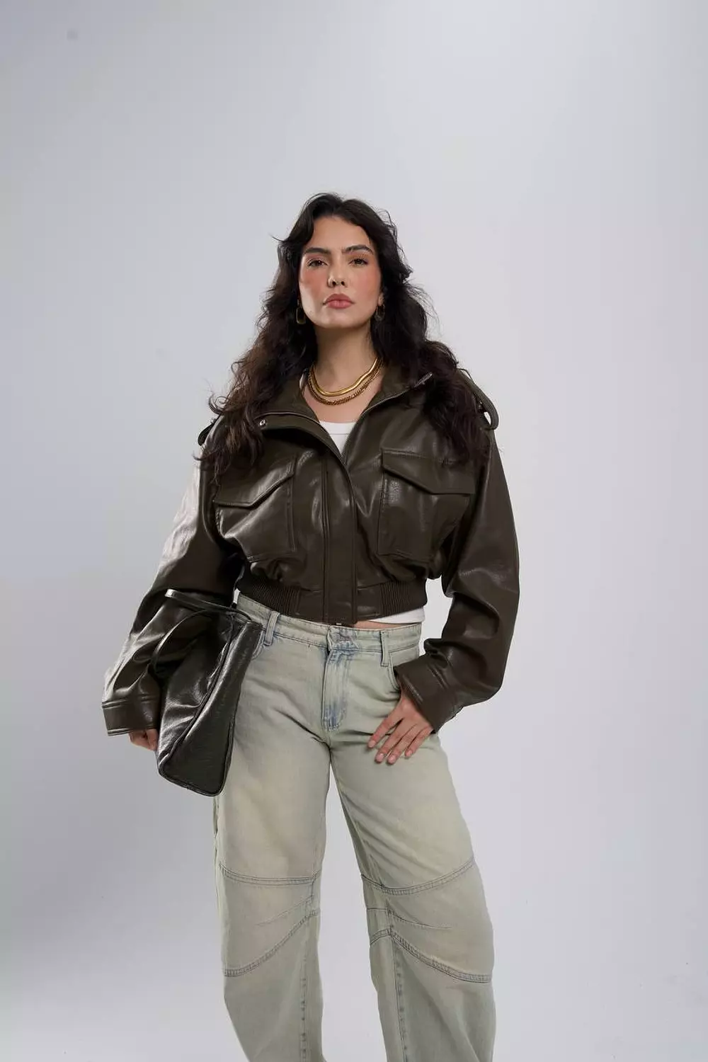 Two Pockets Leather Jacket image