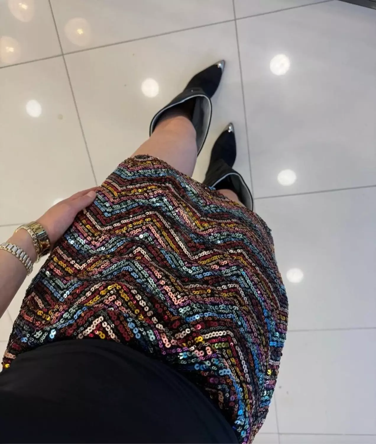 Multicolour Zigzag Sequin Skirt  4