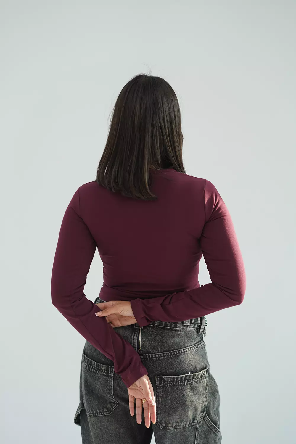 Burgundy top with long sleeve 3
