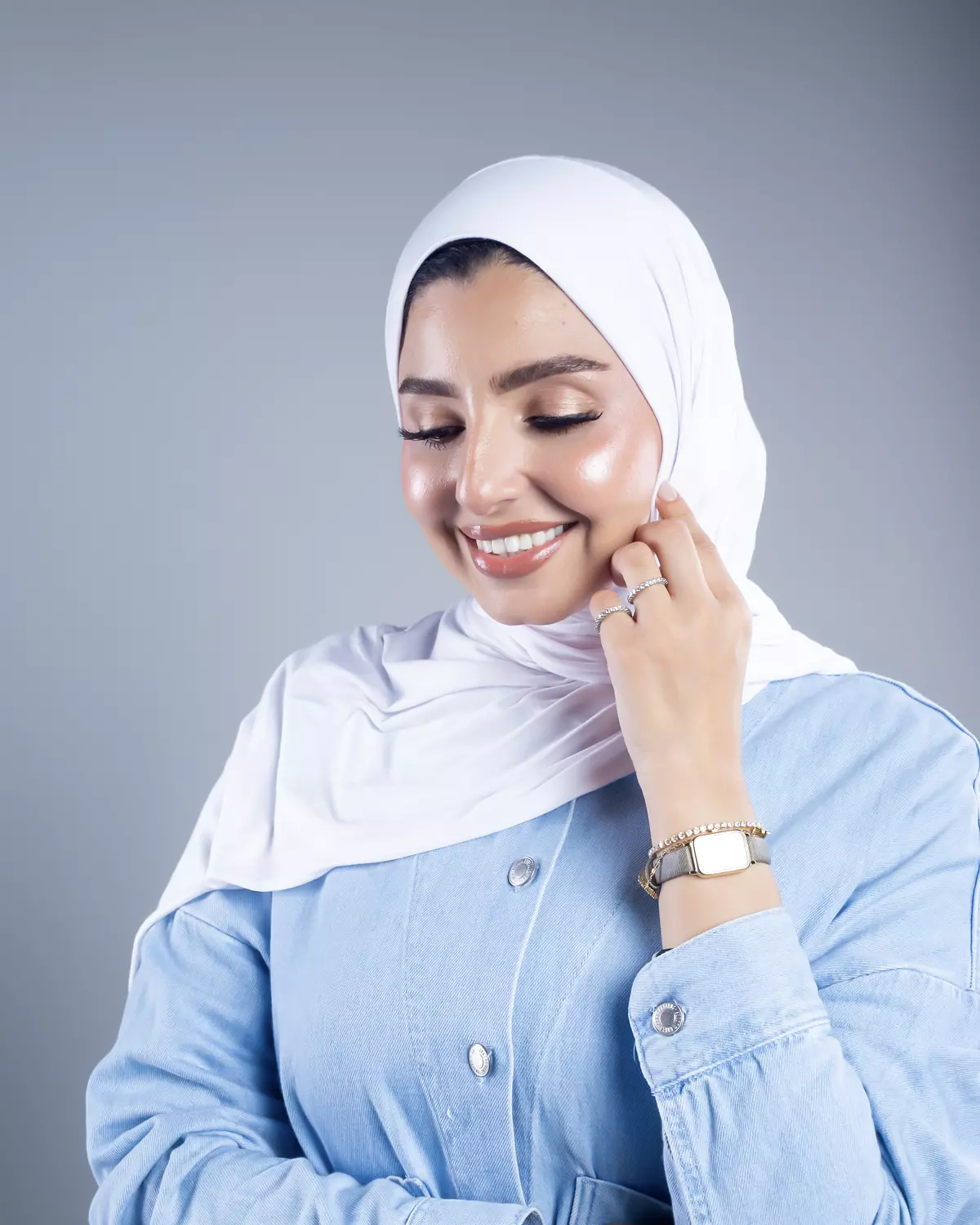 Jamila 2 in 1 white cotton scarf 5