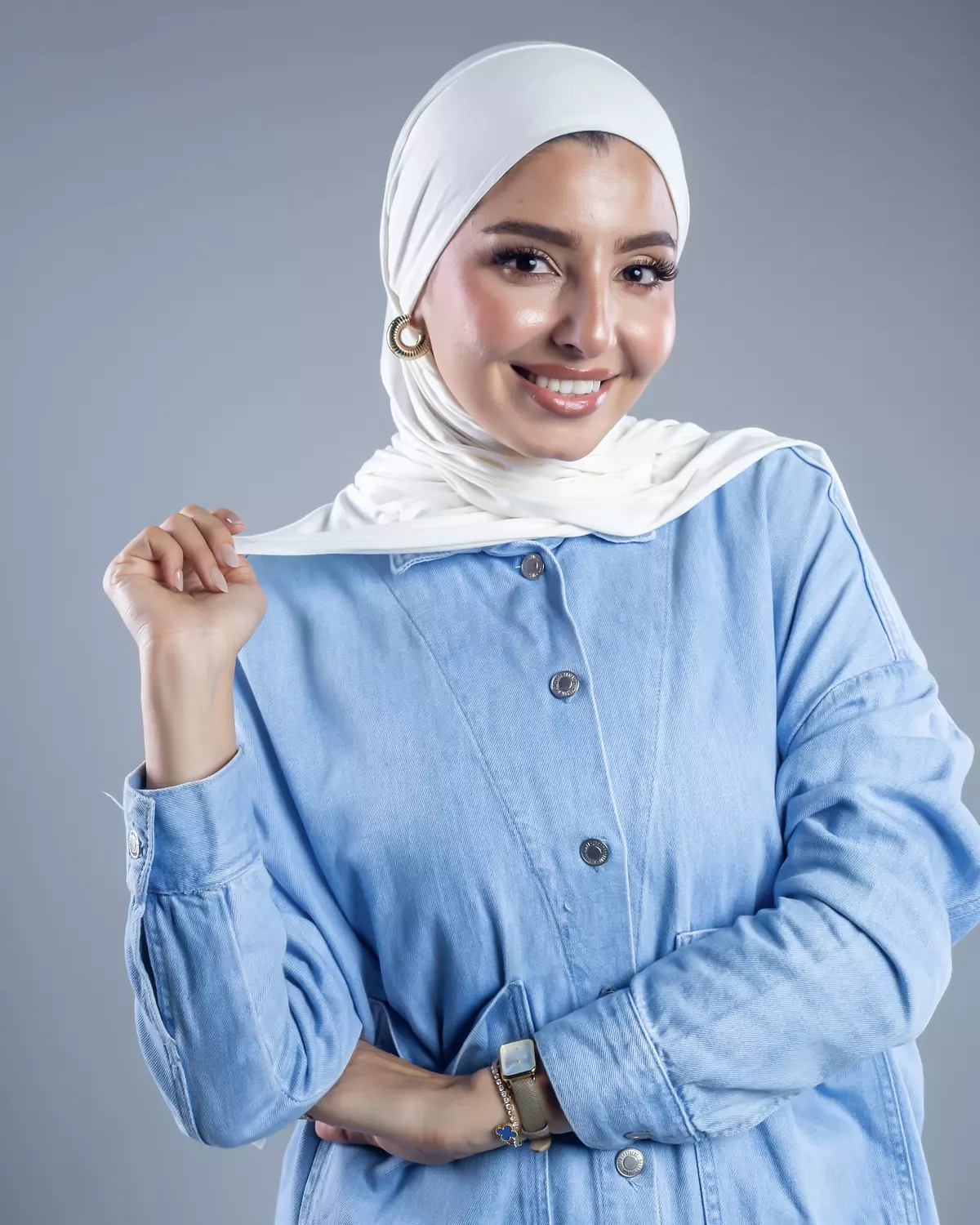 Jamila 2 in 1 offwhite cotton scarf  2