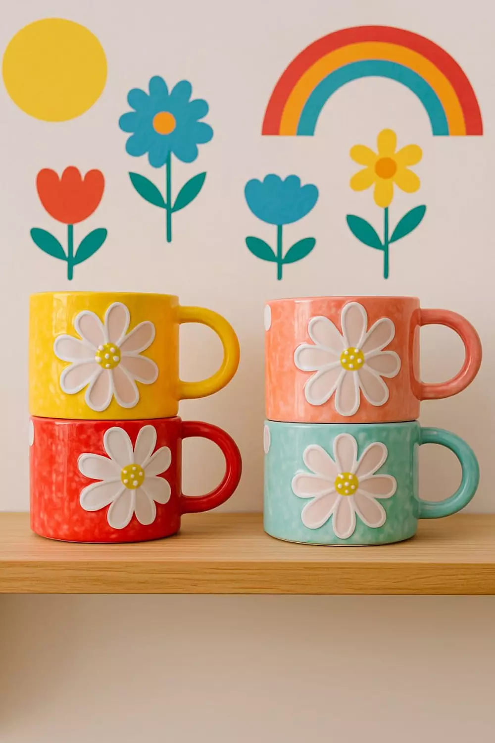 Handmade Porcelain Mug with Flower Design image