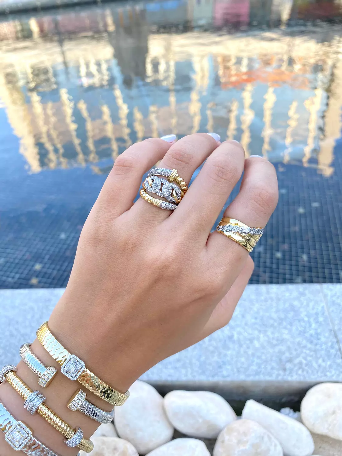 Silver link rings image