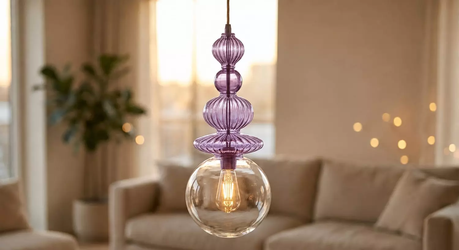 Cassia - Elegant Handmade Pyrex Glass Pendant Light image