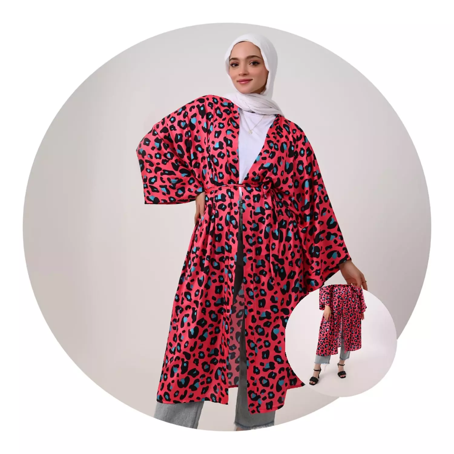 Fuschia Leopard Kimono  3