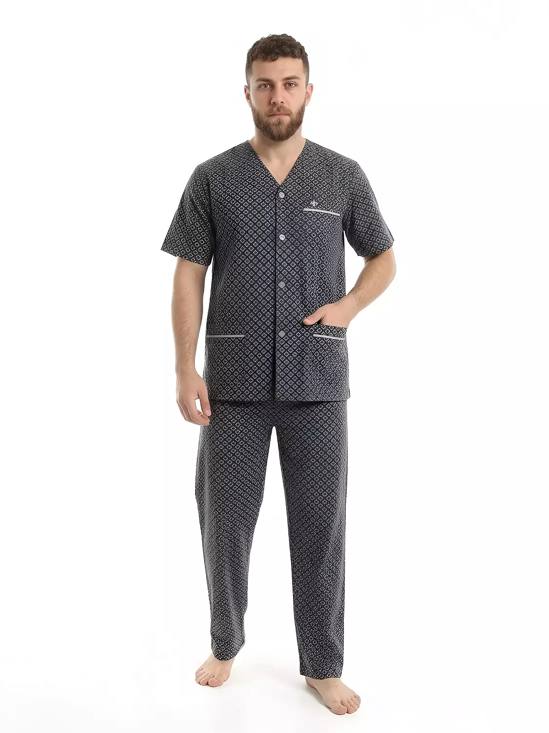 بيجاما رجالي مطبوعه كلاسيك - 2286- اسود image
