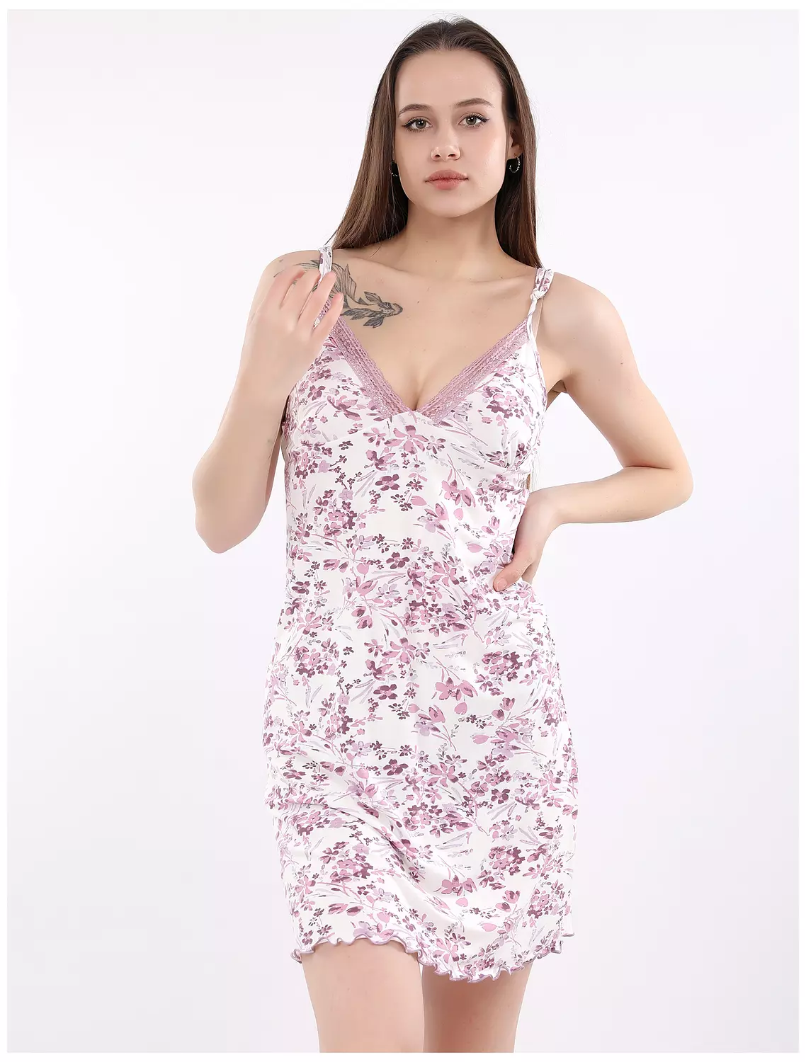Cherry Blossoms V-neckline Night Dress 1