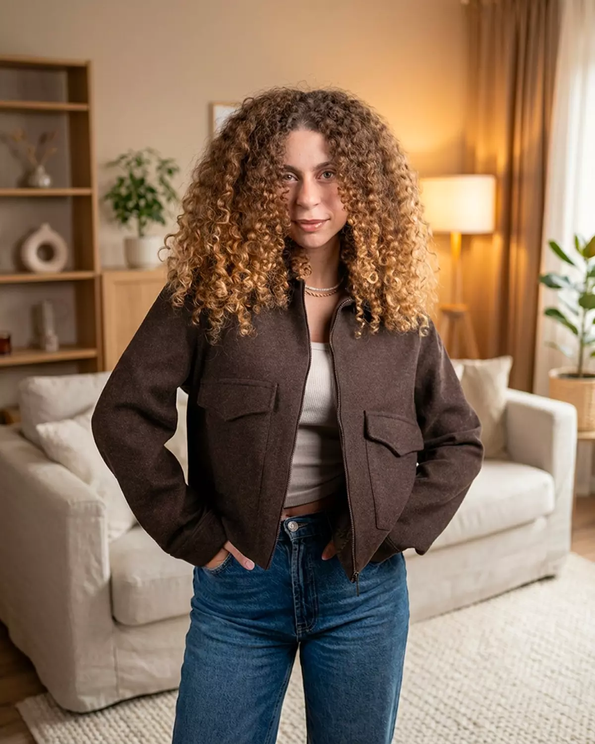 The Urban Wool Zip Jacket- Brown  hover image