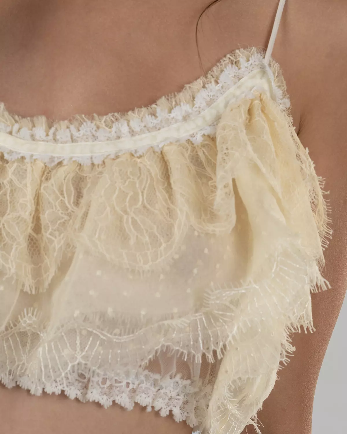 Delicate Cream Ruffled Crop Top 6