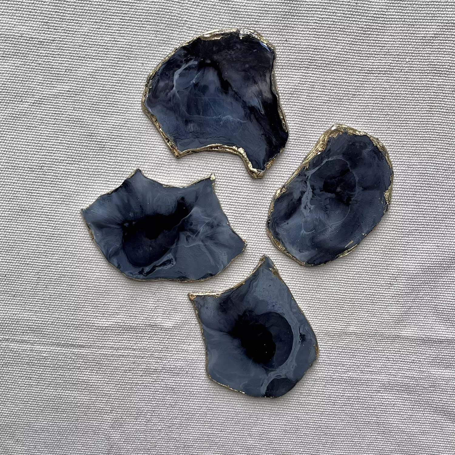 Grey/ Brown Agate Coasters With Gold Edges hover image