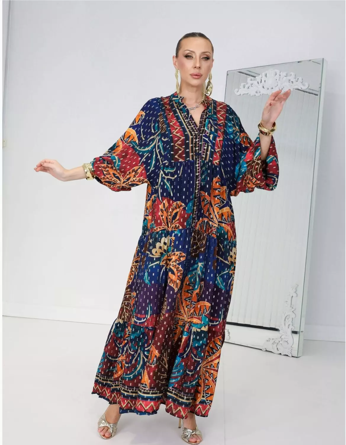 Navy blue boho dress 4
