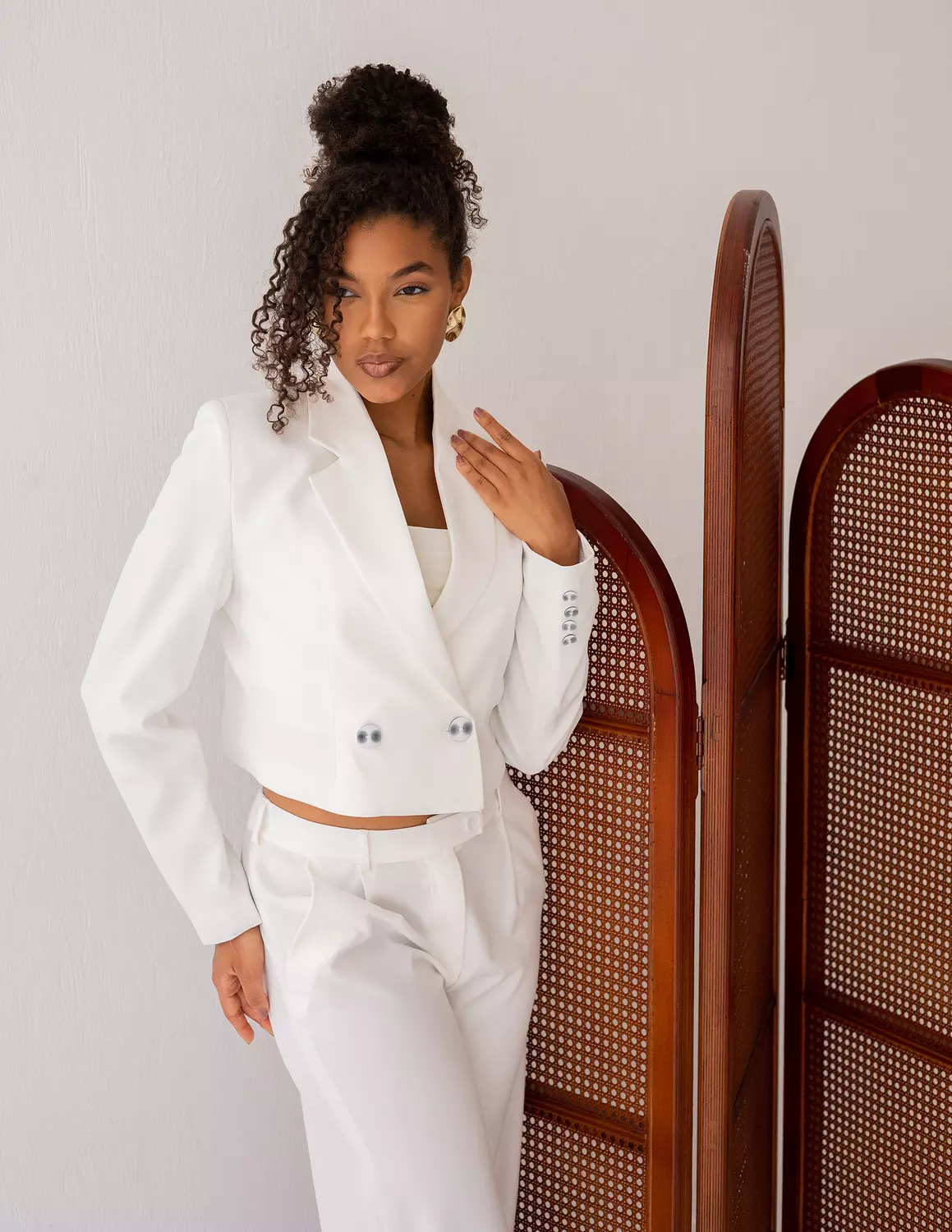 Majestic White Cropped Blazer  6