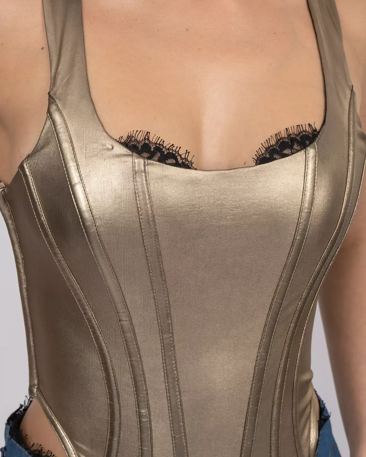 Gold Metallic Corset Jumpsuit 5