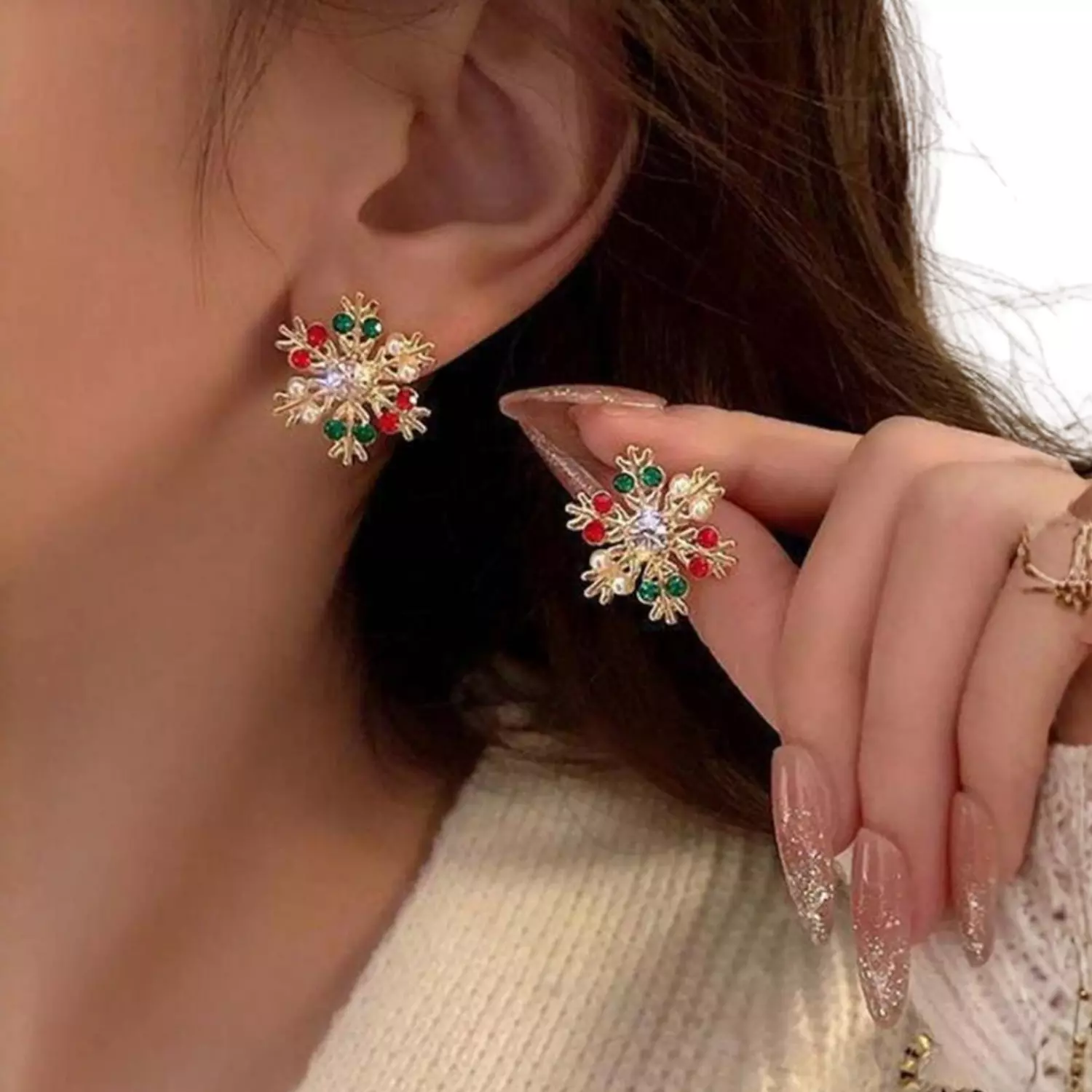 Christmas Snow Flake Earrings image