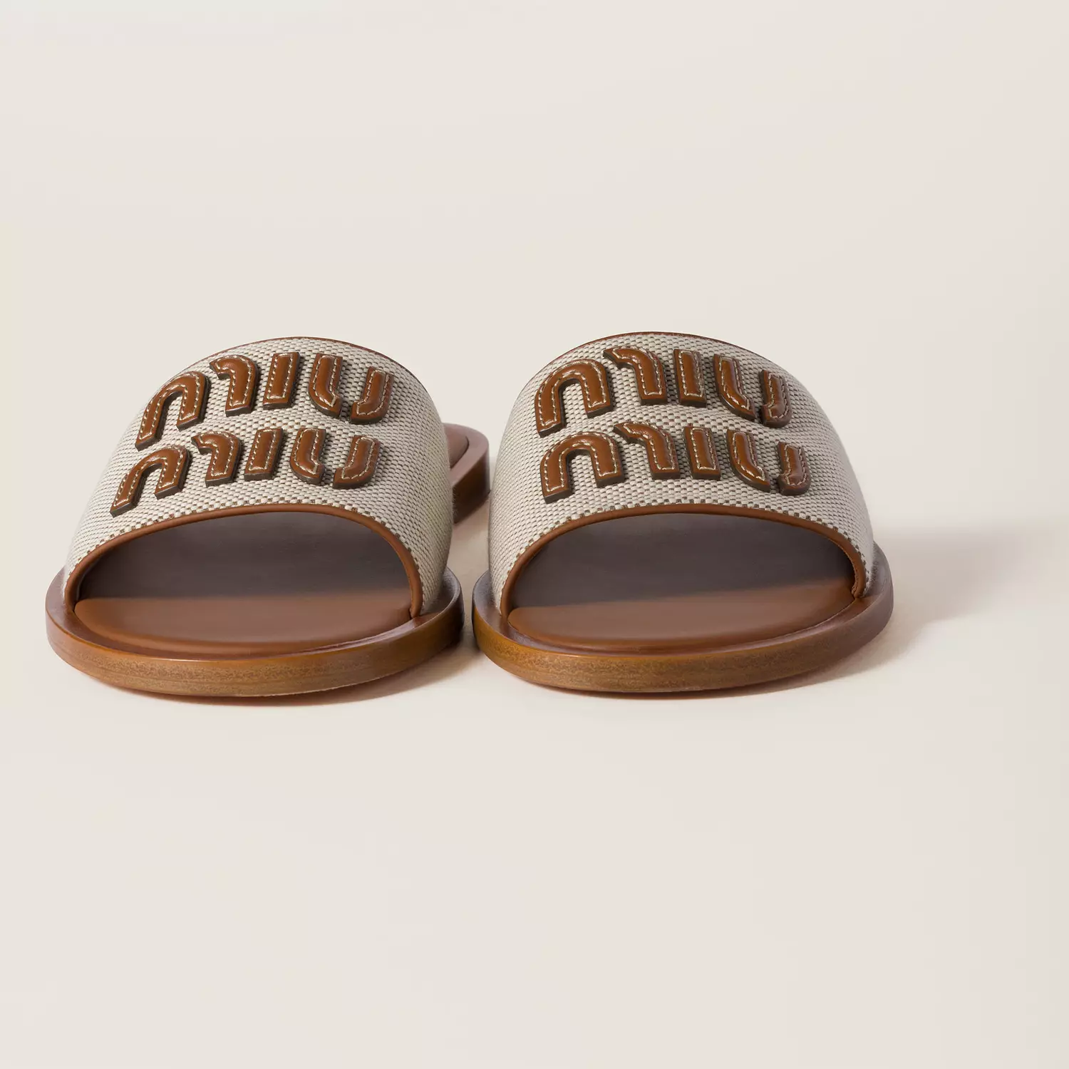 Miu Miu Canvas Sandals Naturale 2