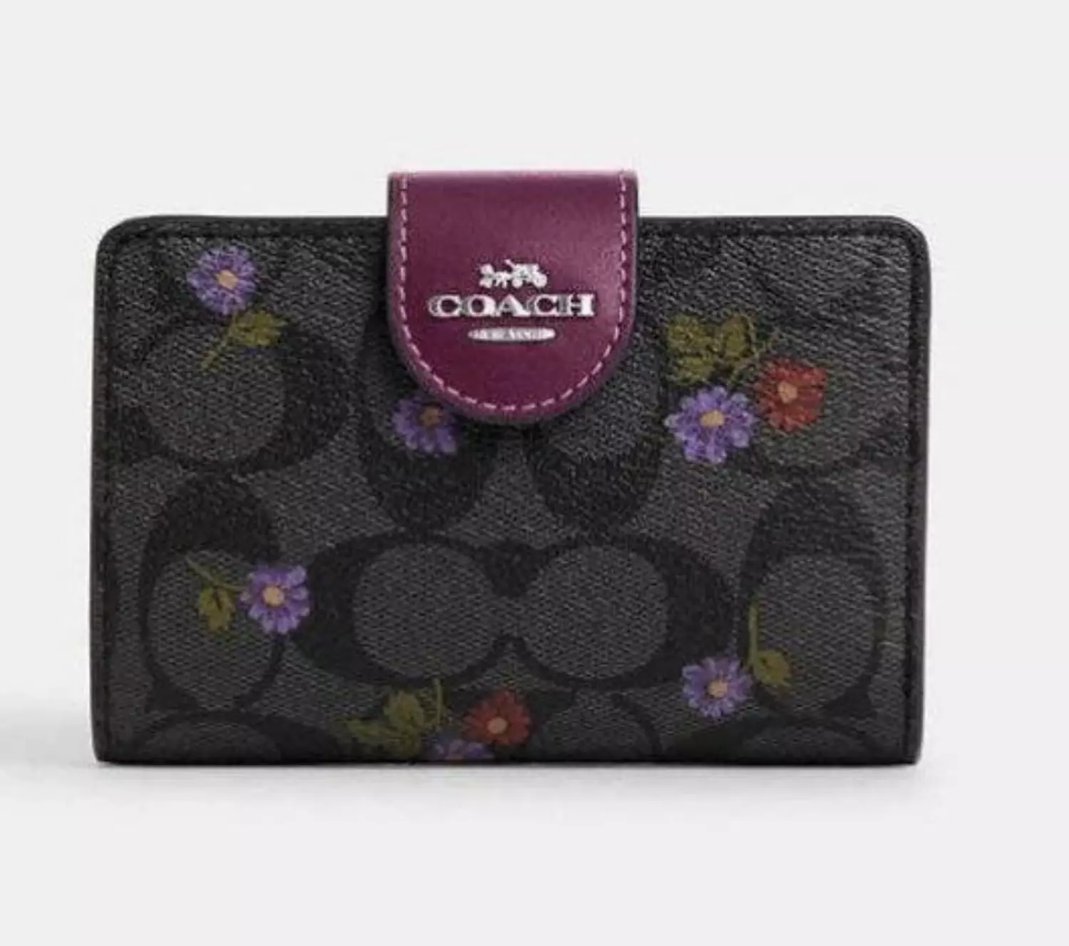 Coach Medium Corner Zip Wallet In Signature Canvas With Country Floral Print image