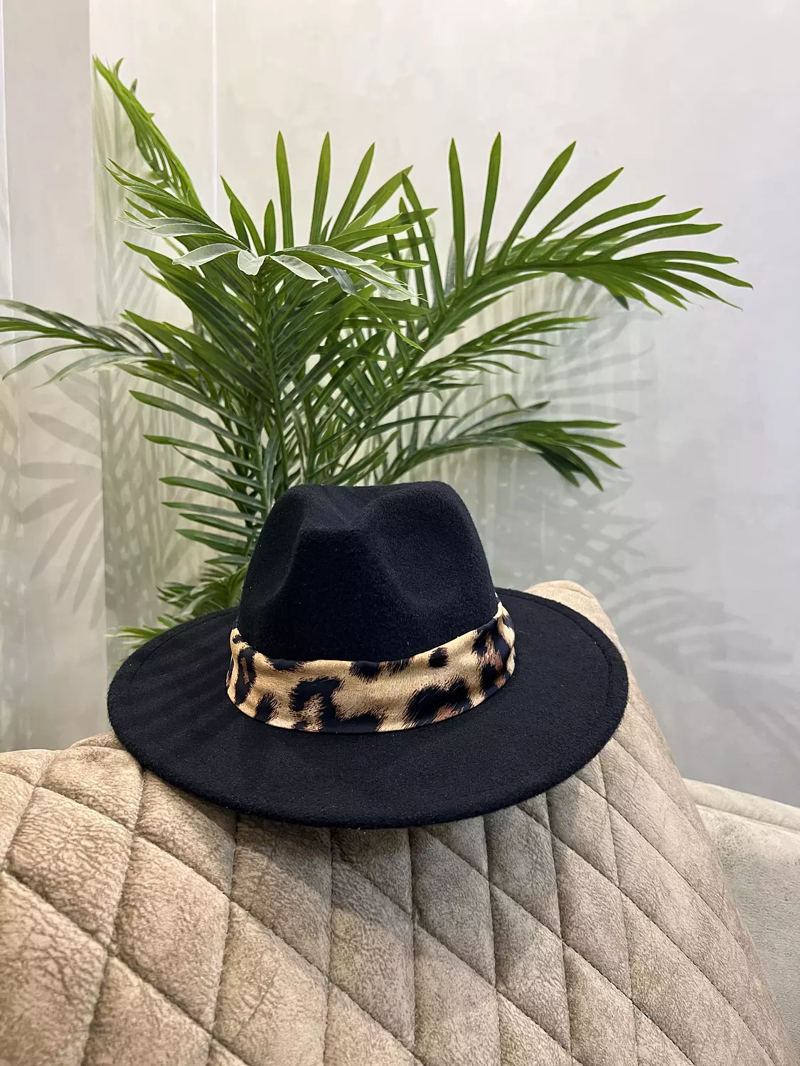 Black Leopard Fedora Hat  1