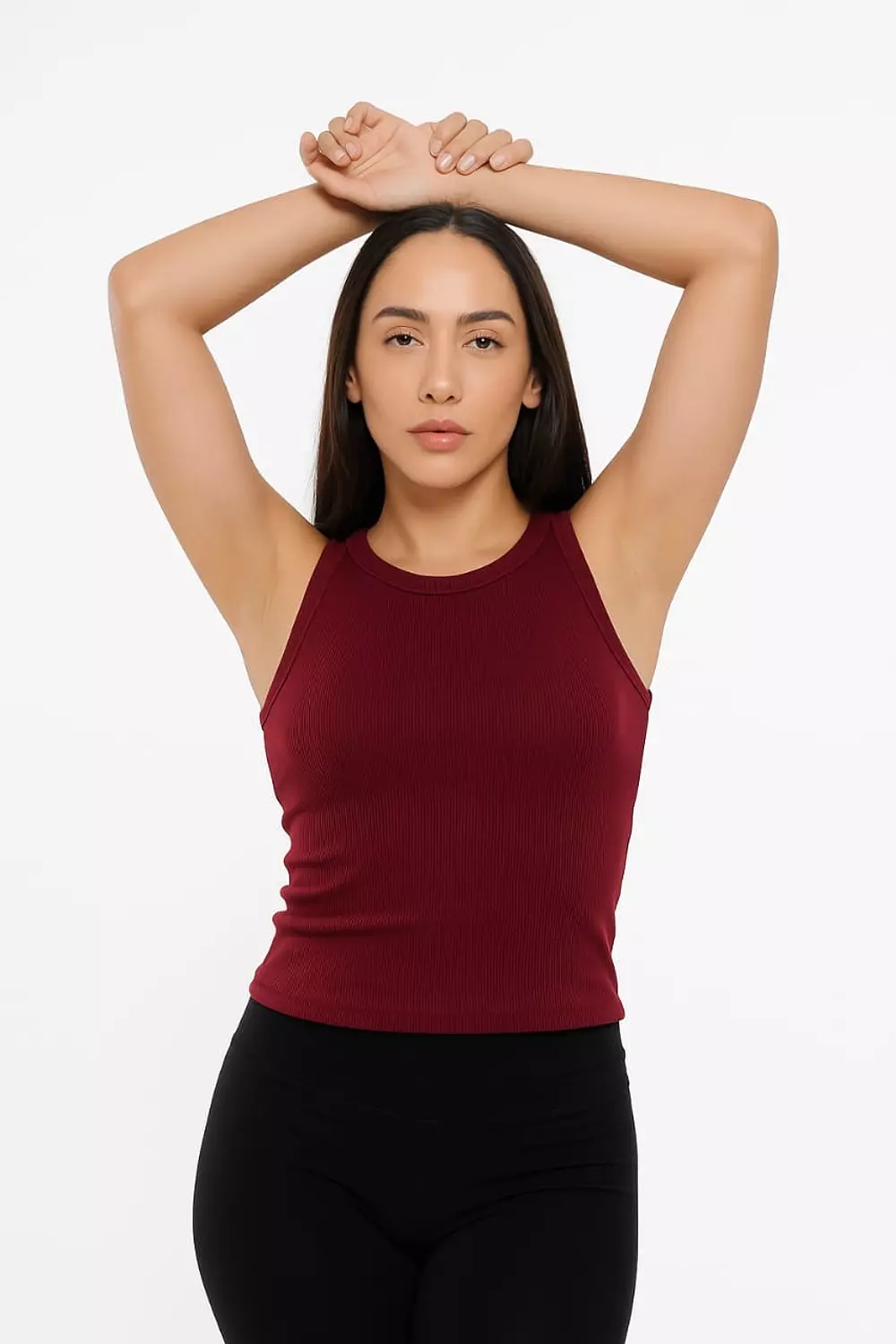 Crew Neck Tank Top- Burgundy – bold, confident edge 1