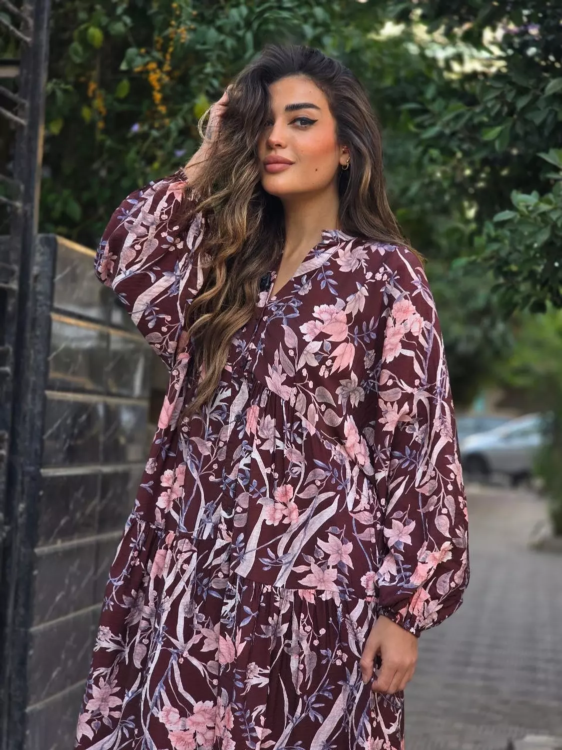 Brown floral dress image
